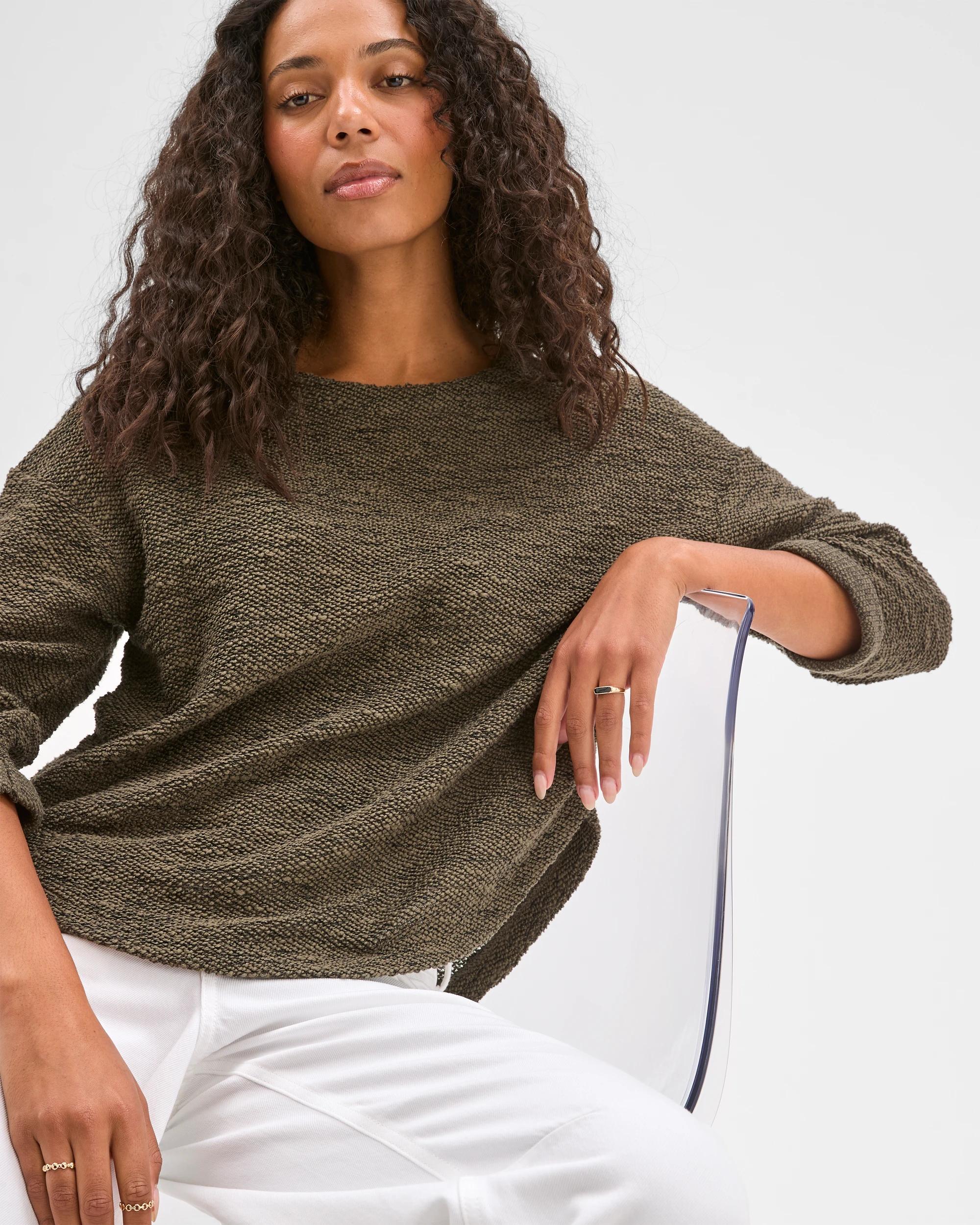 4 Target Woman Australian Cotton Blend Curved Hem Textured Top OREGANO, 4 of 6