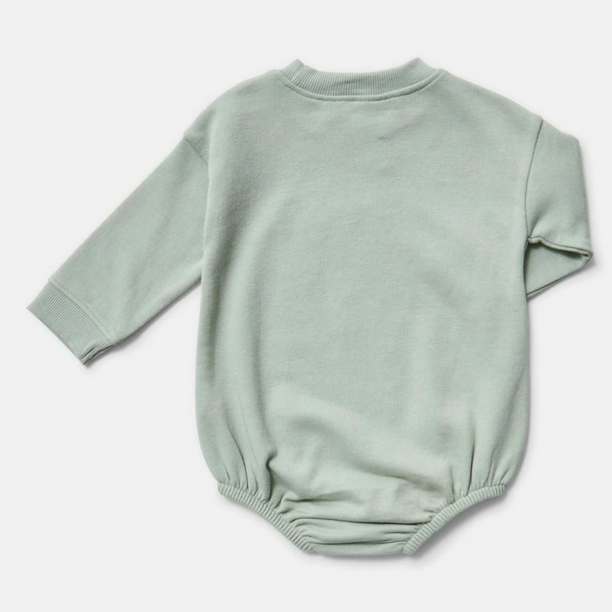 2 Long Sleeve Terry Bodysuit AQUA GREY CUTE, 2 of 5