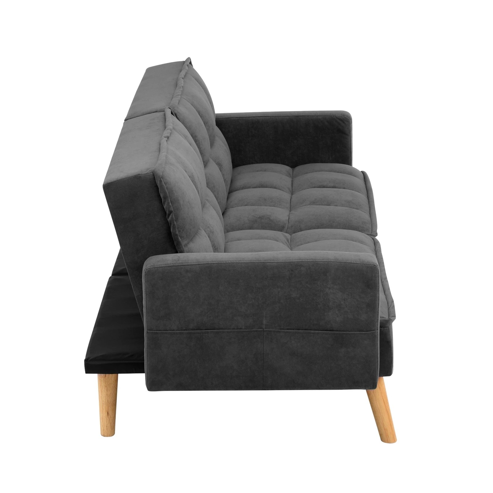 9 Oikiture Sofa Bed Futon Convertible Velvet Lounge Couch 3-seater Recliner
 - Grey, 9 of 10