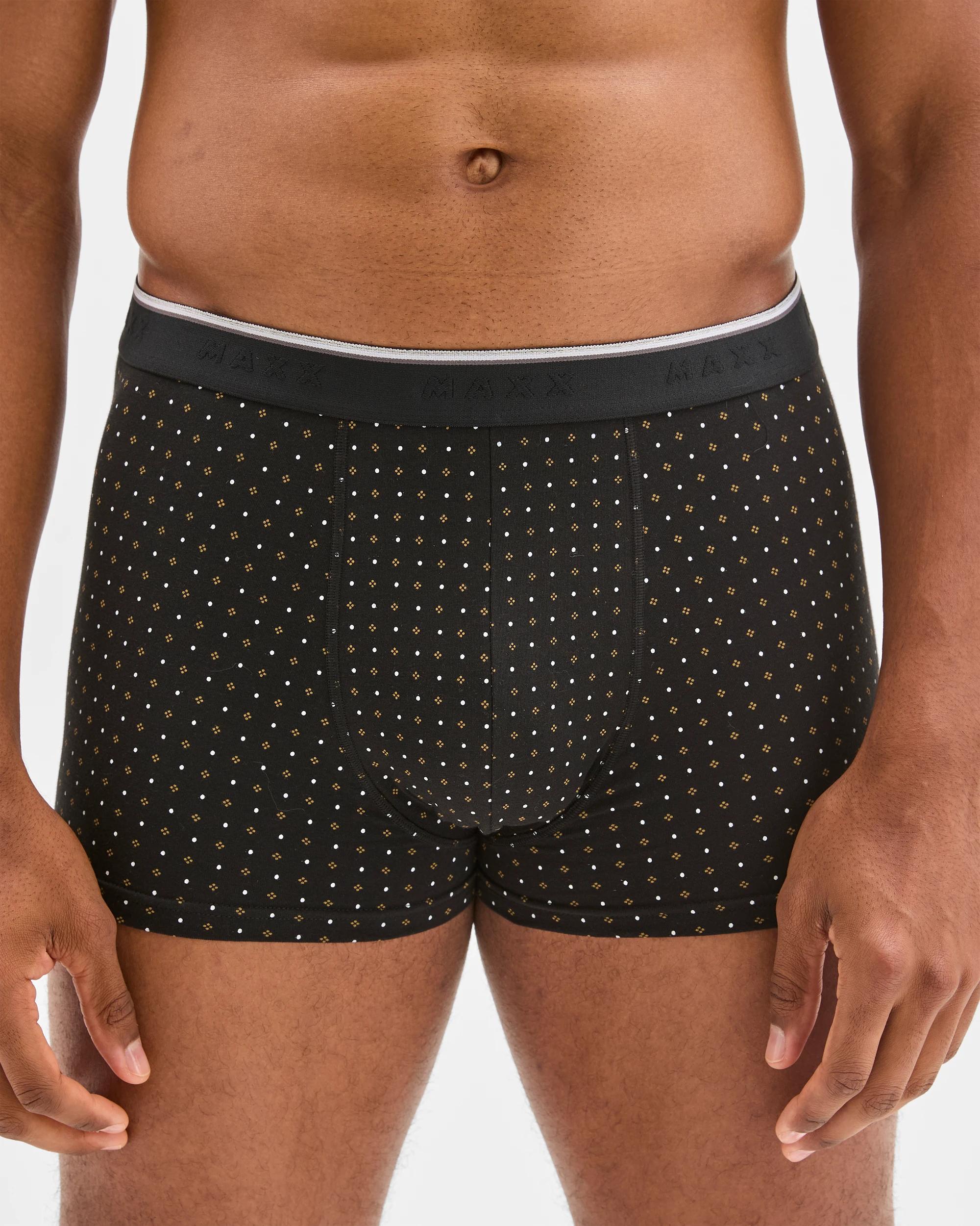 4 Maxx Australian Cotton Blend 3 Pack Hipster Trunks CHARCOAL DITSY, 4 of 4