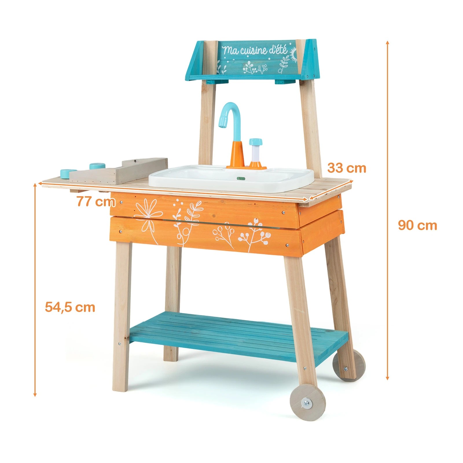 3 Costway Play Kitchen Set Wood Chef Pretend Mud Kitchen - Orange, 3 of 3