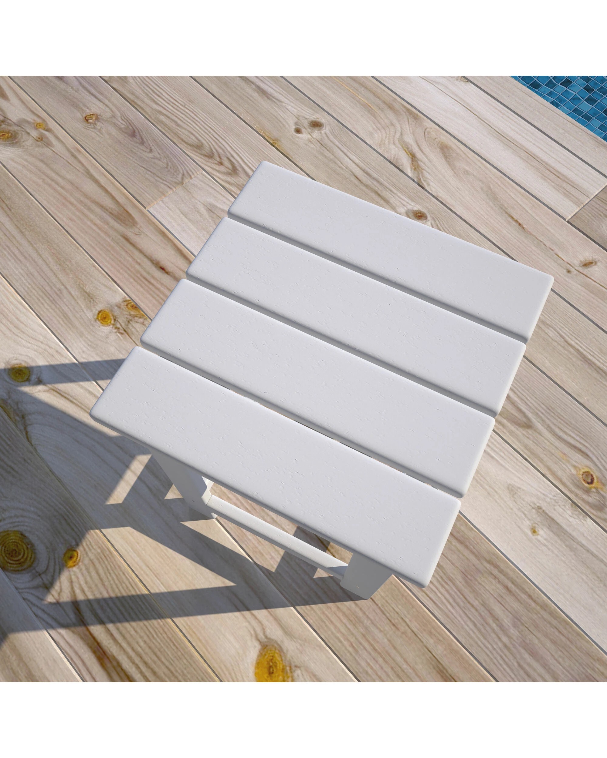 3 EHOMMATE Outdoor HDPE Square Side Table - White - White, 3 of 8