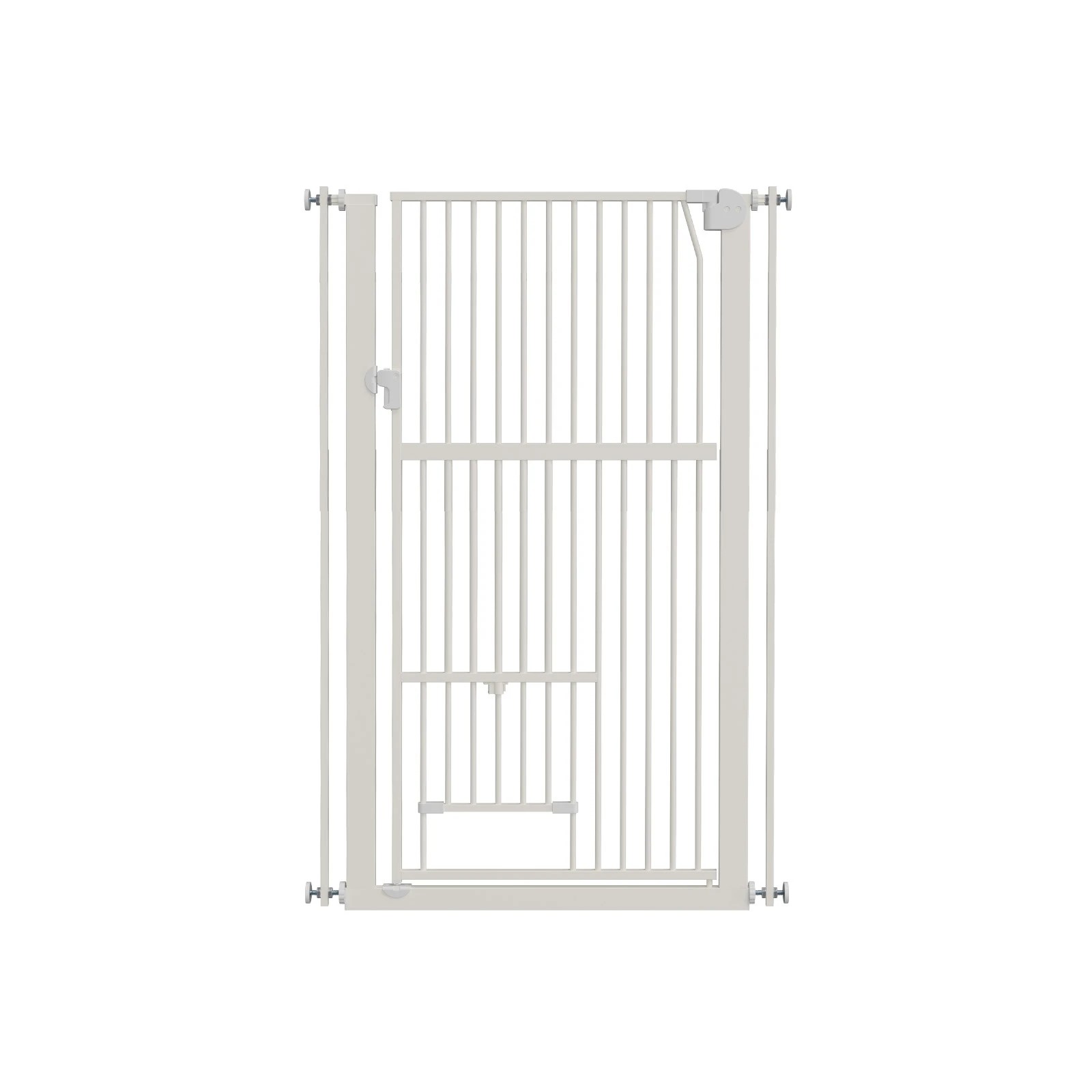 1 Alopet 143cm Retractable Safety Gate Pet Dog Cat with Walk Through Door - White, 1 of 7