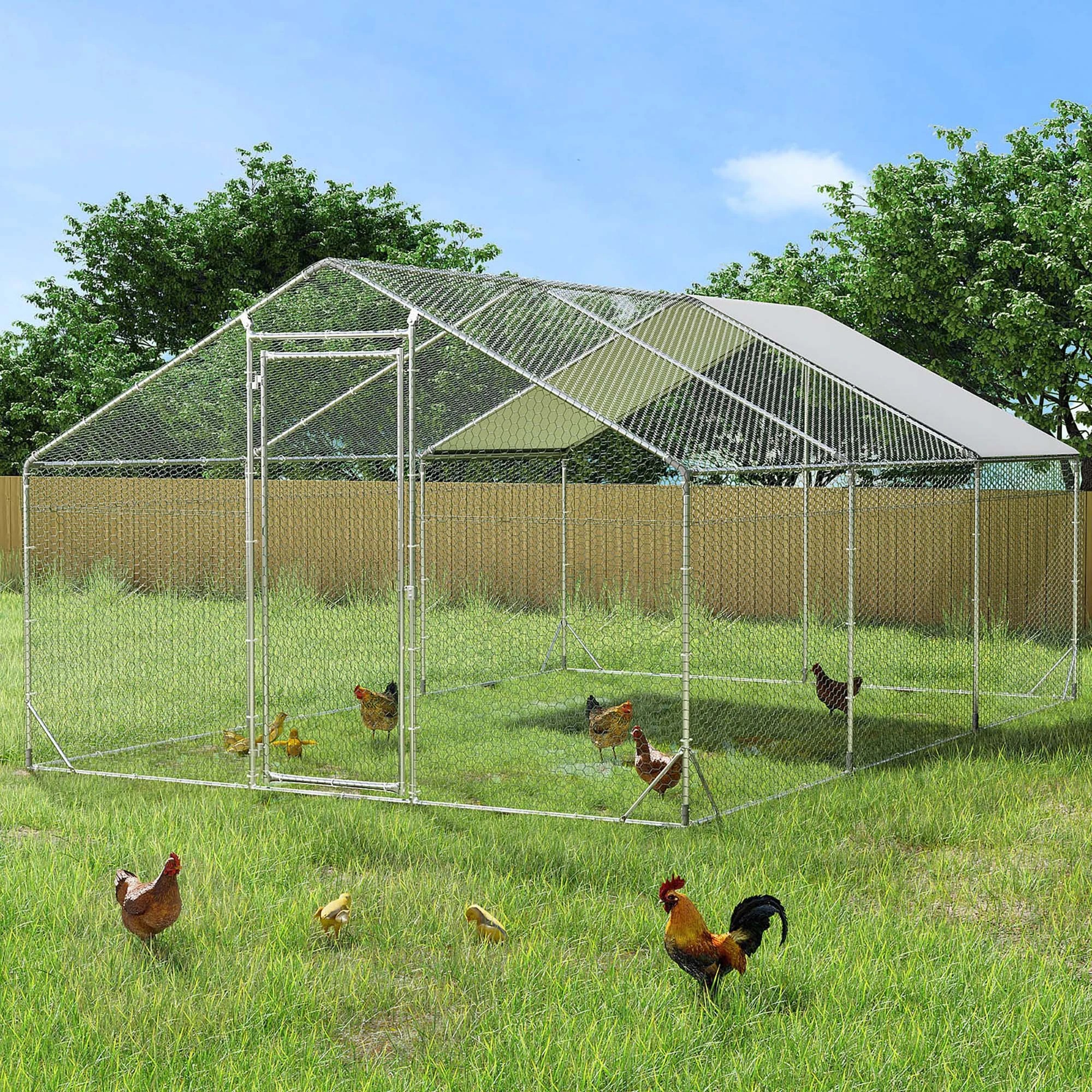 6 Pawz 600X300X195Cm Large Metal Walk-In Chicken Coop Cage, 6 of 8