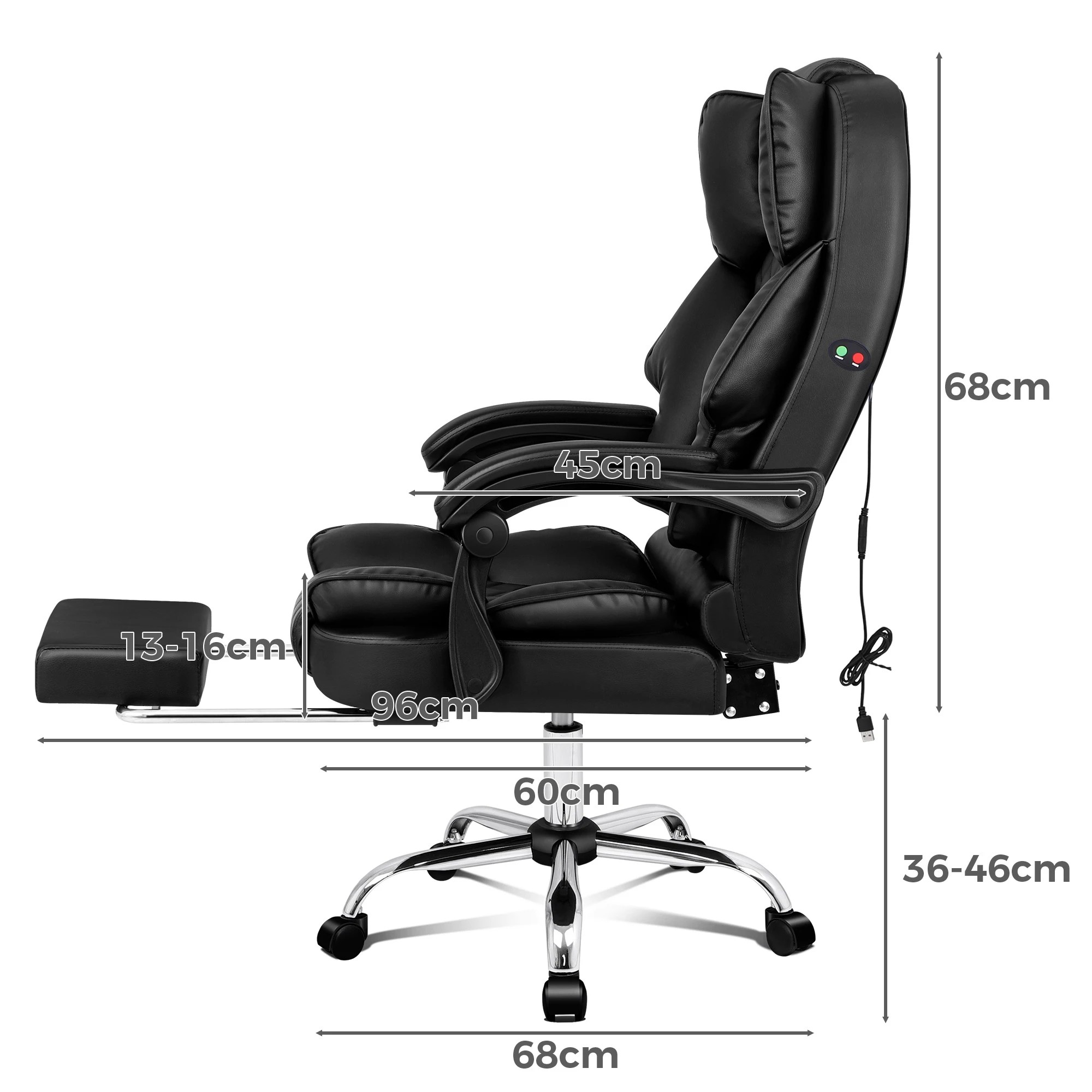 4 Alfordson Massage Office Chair Executive Recliner Gaming Computer Seat Leather - Black, 4 of 10