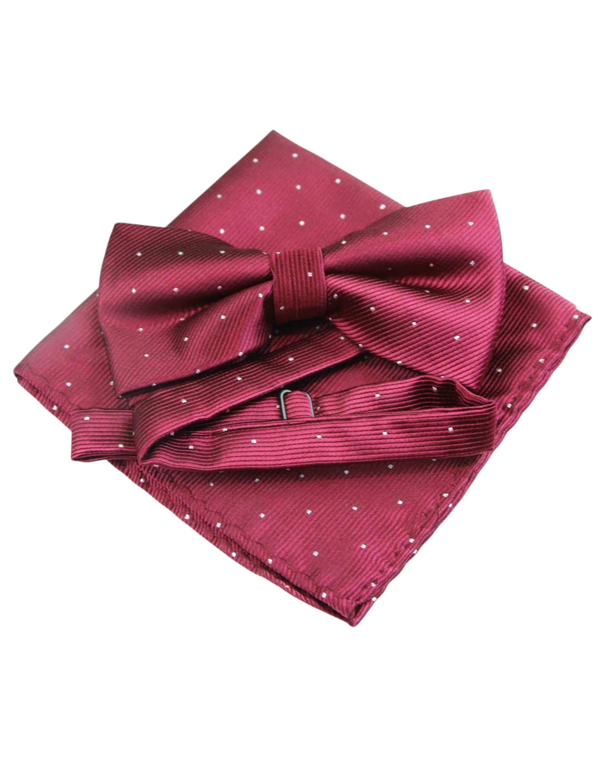 1 Zasel Mens Maroon With Silver Stars Matching Bow Tie & Pocket Square Set - Multi, 1 of 5