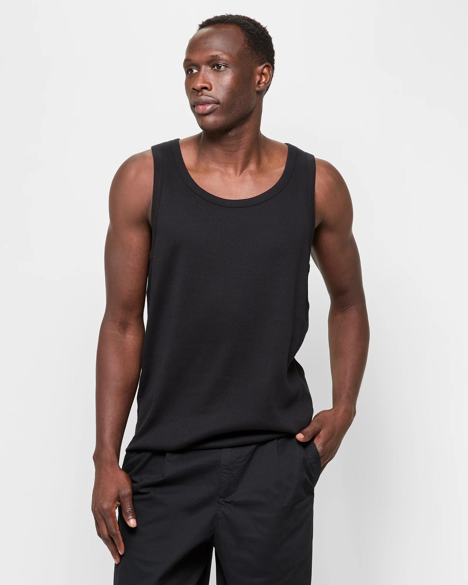 1 Australian Cotton Rib Tank Top - Commons BLACK, 1 of 5