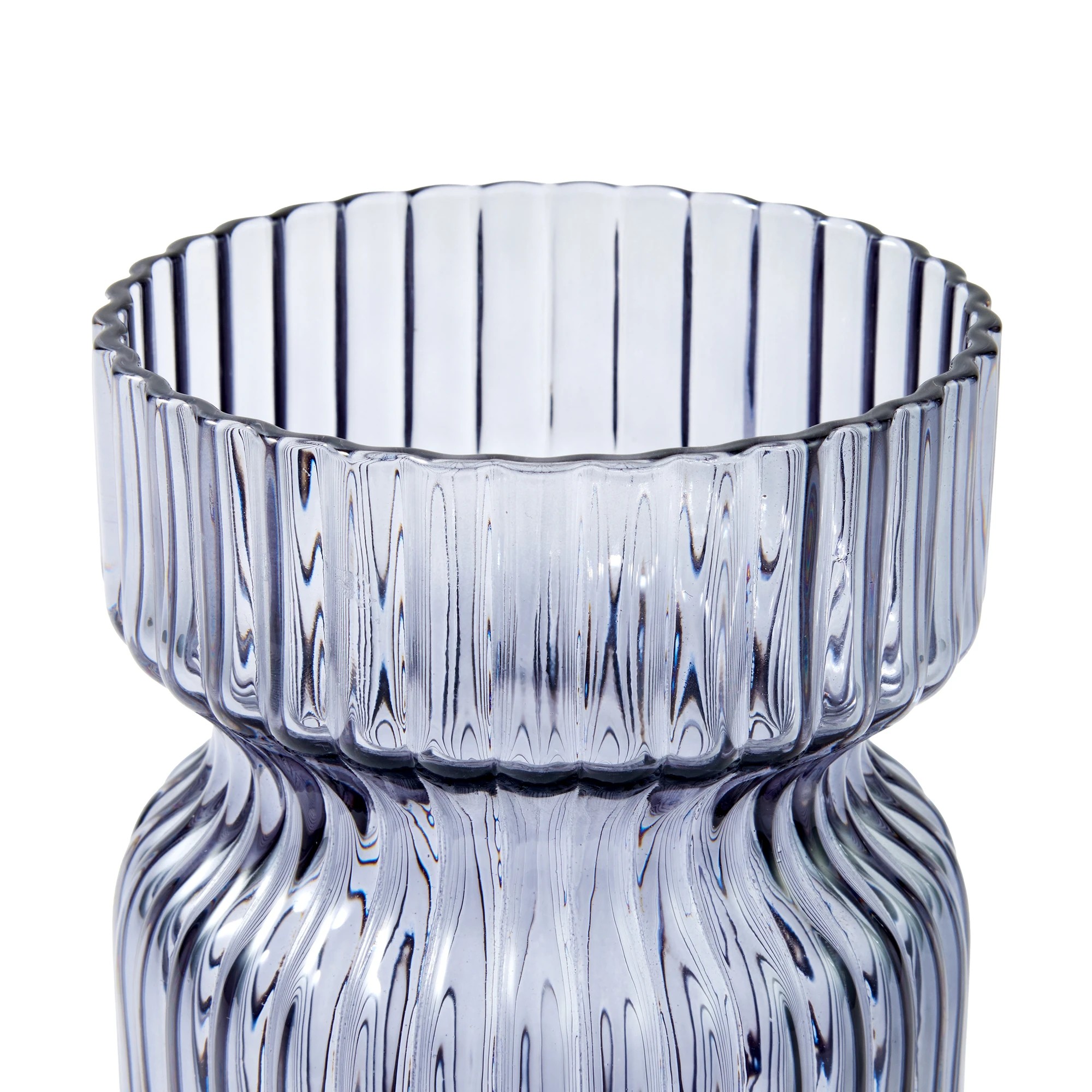 2 Ribbed Black Glass Vase, 2 of 5