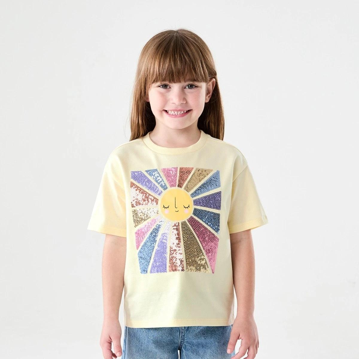 1 Short Sleeve Embellished T-shirt SOL SEQUIN PEAR SORBET, 1 of 6