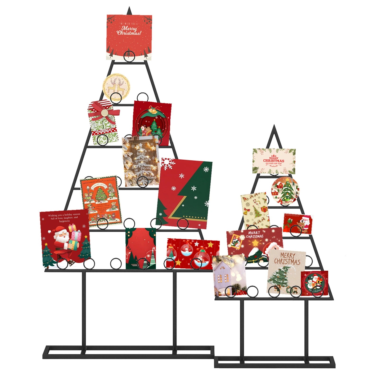 7 Costway 2pcs Christmas Tree Photo Card Holders Display Stand w/36 Round Clips, 7 of 7