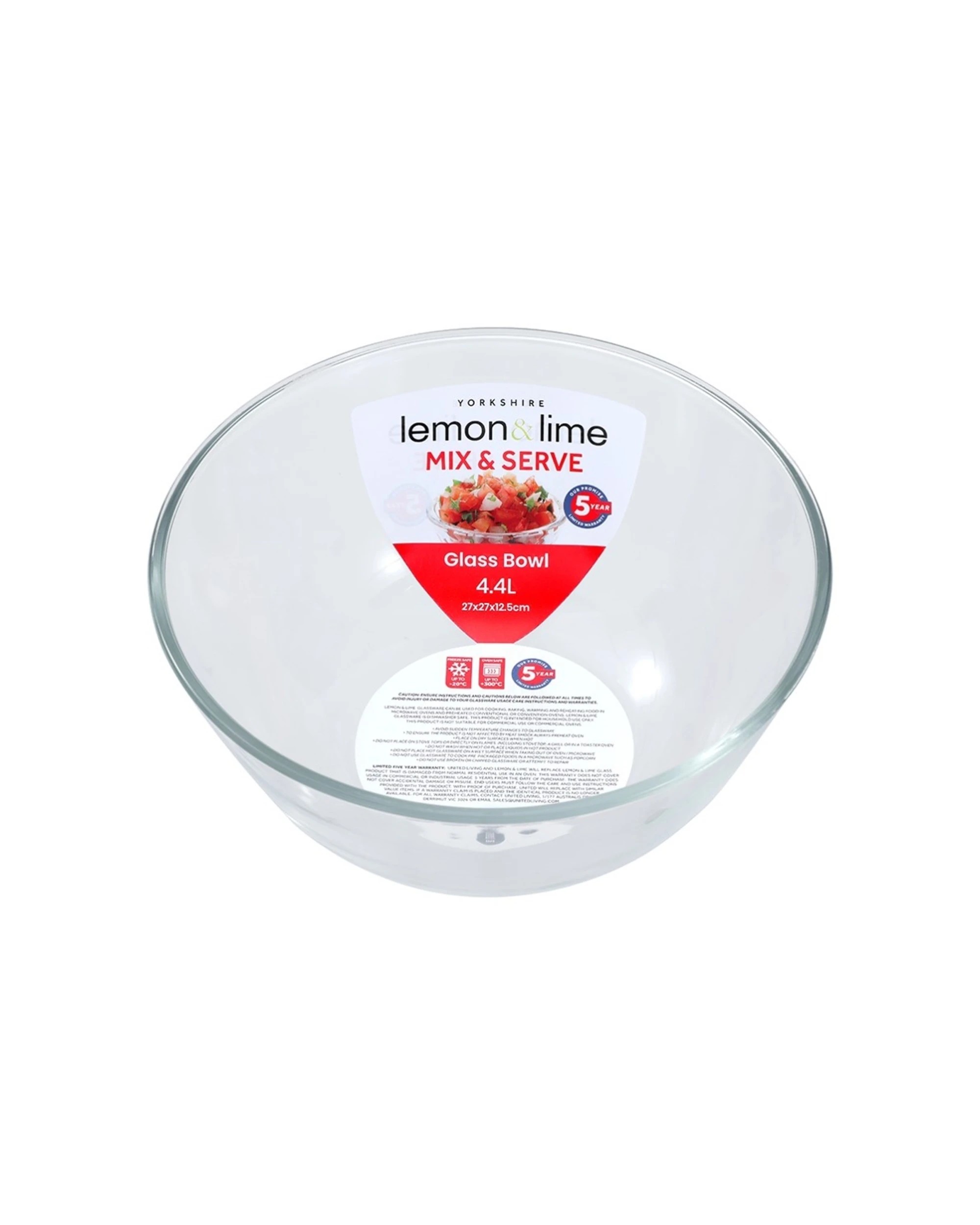 3 Lemon & Lime 3PK Yorkshire Glass Mixing Bowl Oven Safe 4.4L - Clear, 3 of 6
