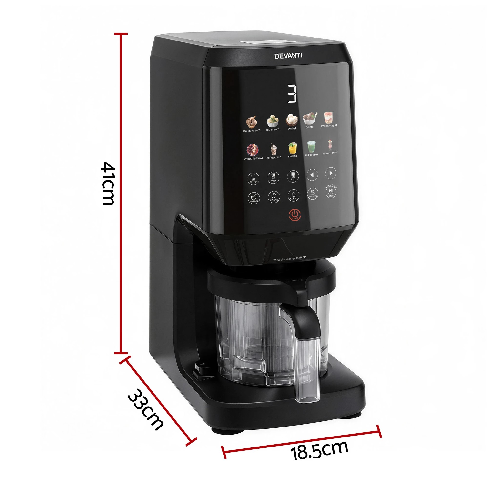 2 Devanti 10-in-1 Ice Cream Maker Machine Homemade Gelato Sorbet Smart Portion Control Custom Mix-Ins - Black, 2 of 10