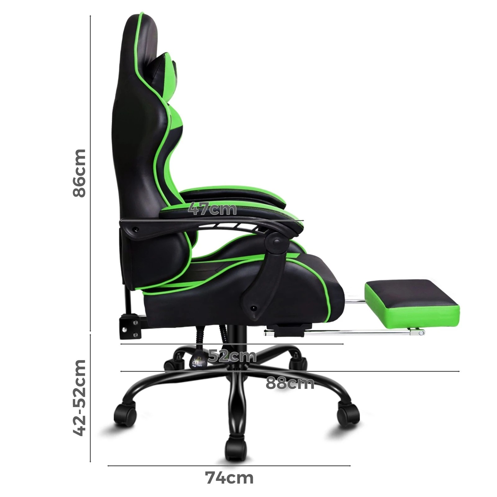 4 Alfordson Gaming Chair Office Executive Racing Footrest Seat PU Leather - Green, 4 of 10