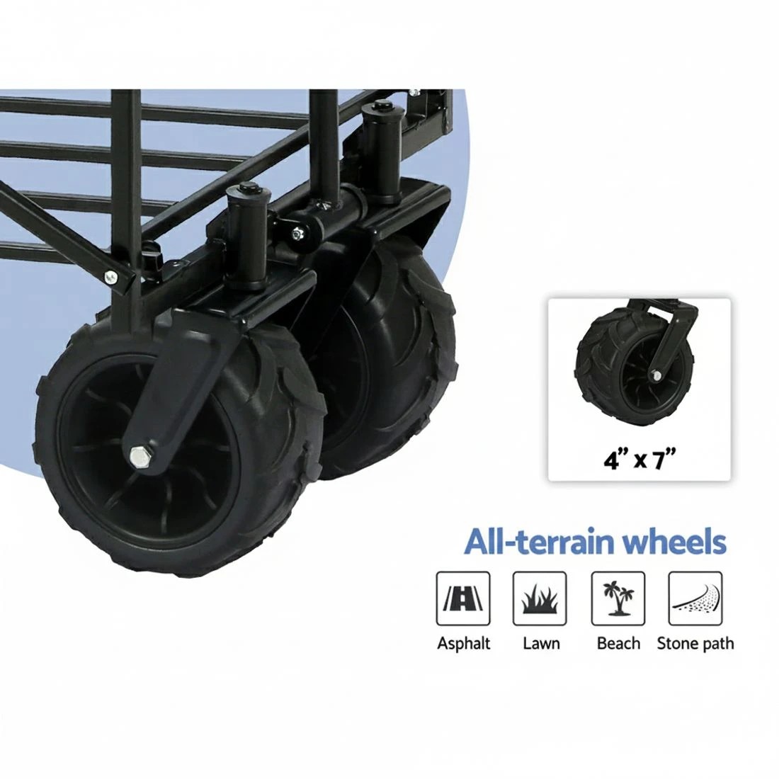 5 Gardeon Garden Cart Folding 120kg Trolley Camping Wagon Barrow Outdoor Beach - Blue, 5 of 8