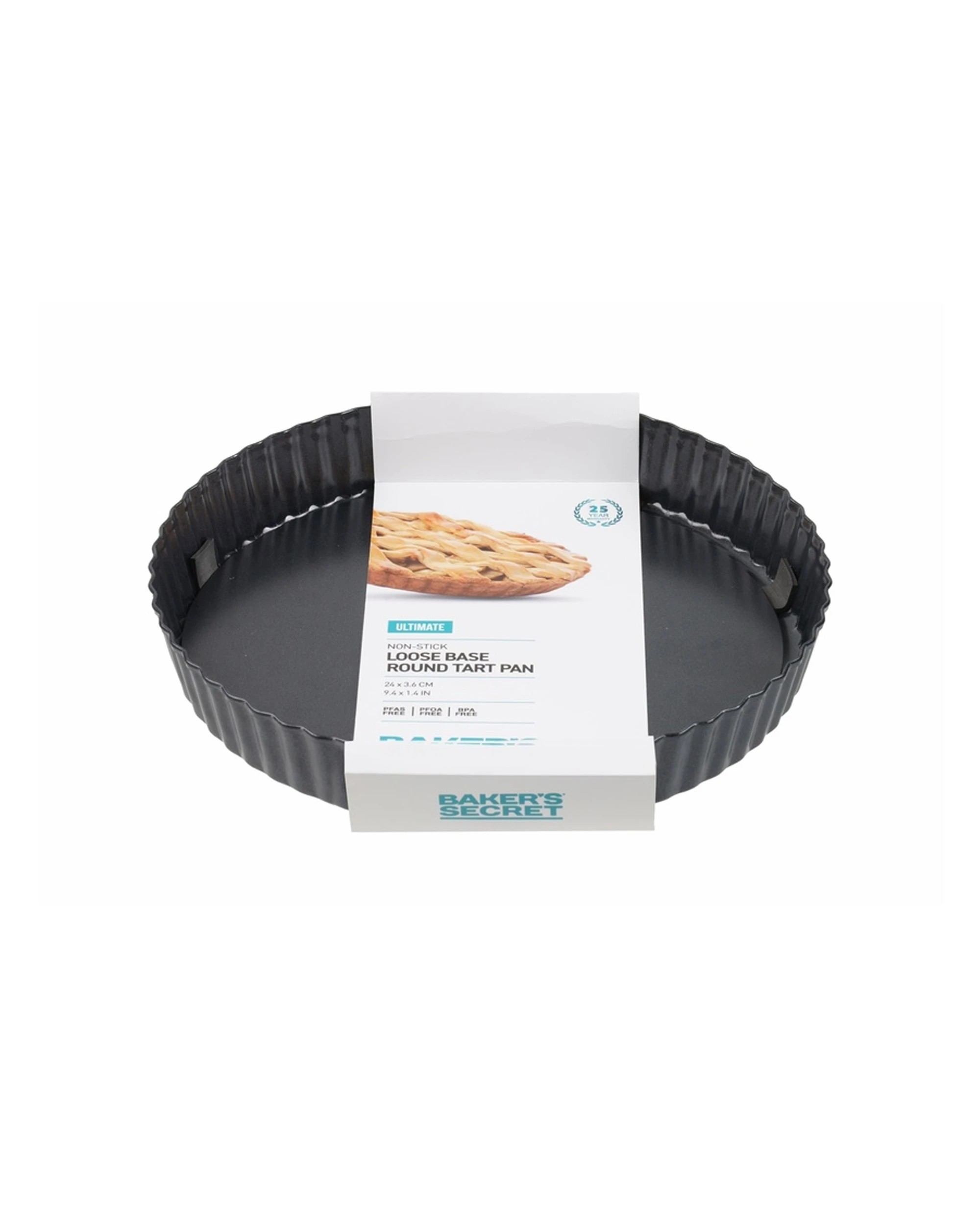 5 Bakers Secret Ultimate Non-Stick Loose Base Round Tart Quiche Pan 24cm - Black, 5 of 5
