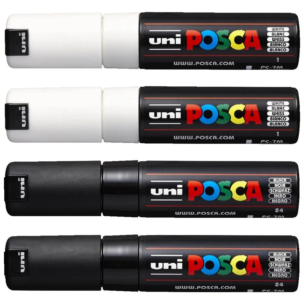 3 POSCA PC 8K Paint Markers Black/White 4 Pack, 3 of 8