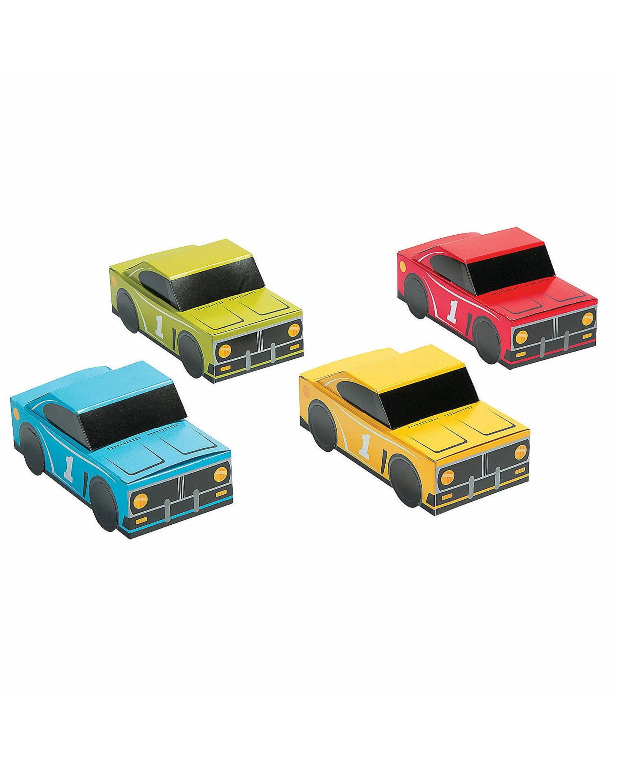 1 Partyrama Race Car Birthday Coloured Car Lolly/Treat Boxes Pack of 12, 1 of 2