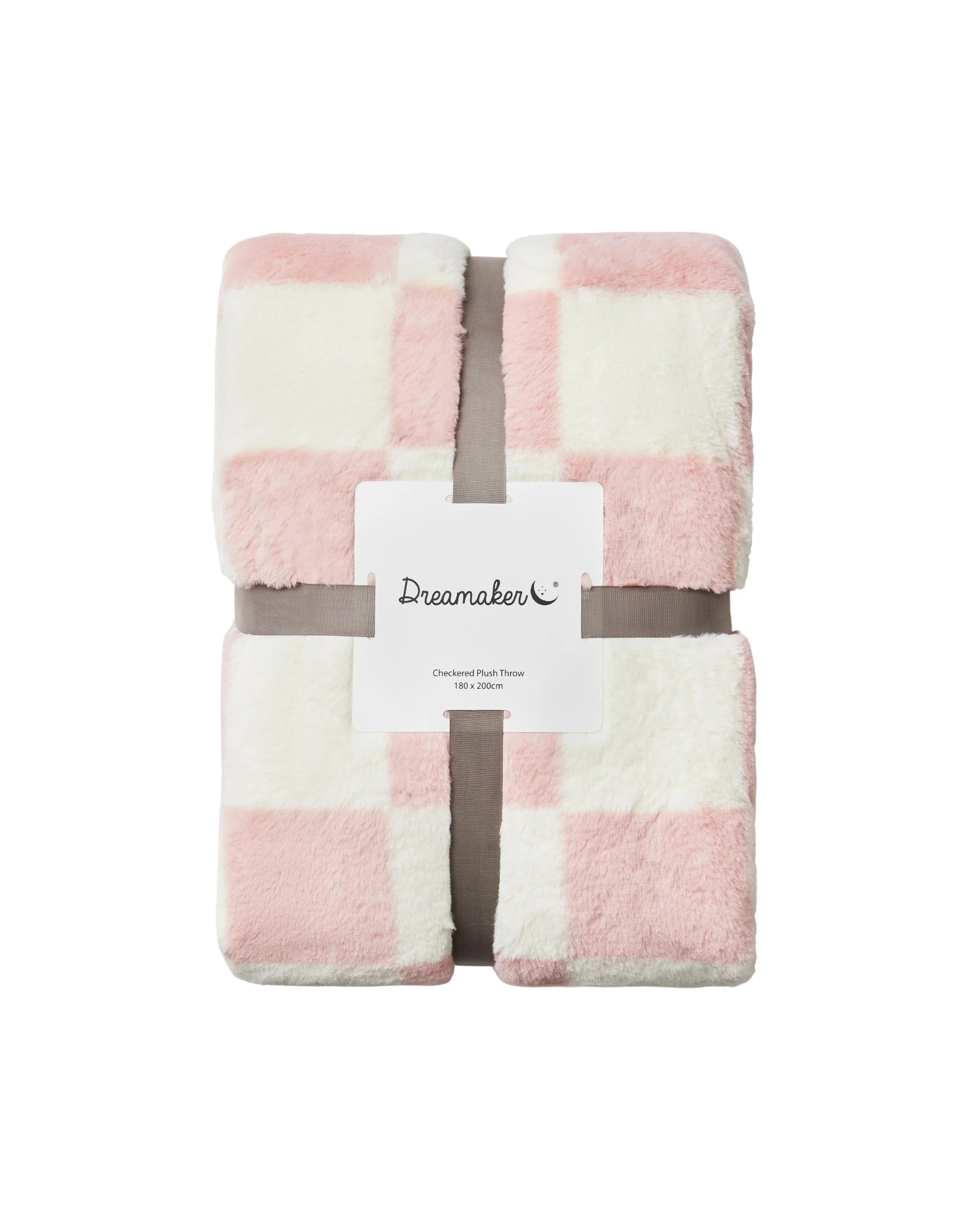 5 Dreamaker Checkered Plush Throw Blanket 180x200cm - Pink and Cream, 5 of 6