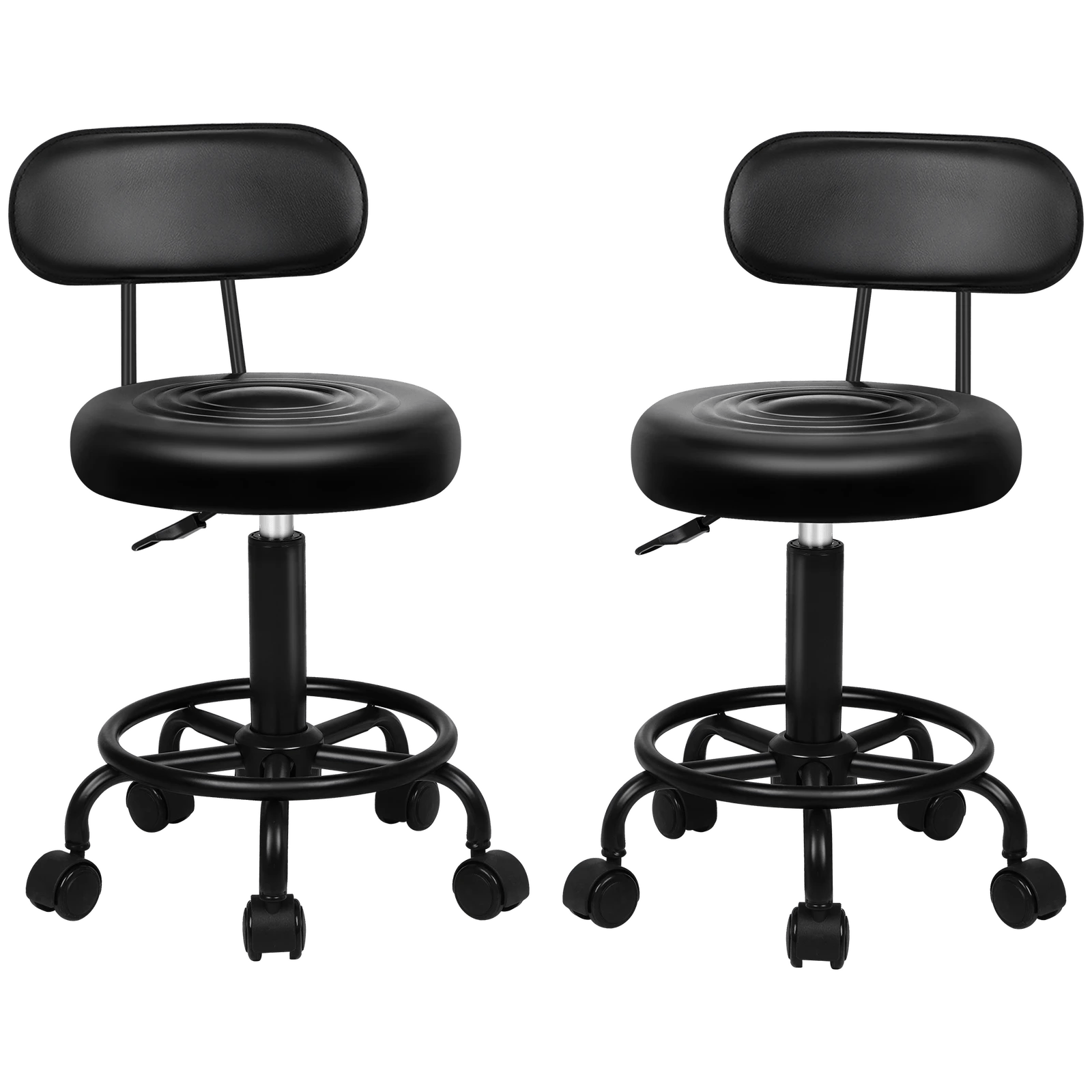 1 Alfordson 2x Salon Stool Backrest Swivel Barber Hair Dress Chair - All Black, 1 of 10
