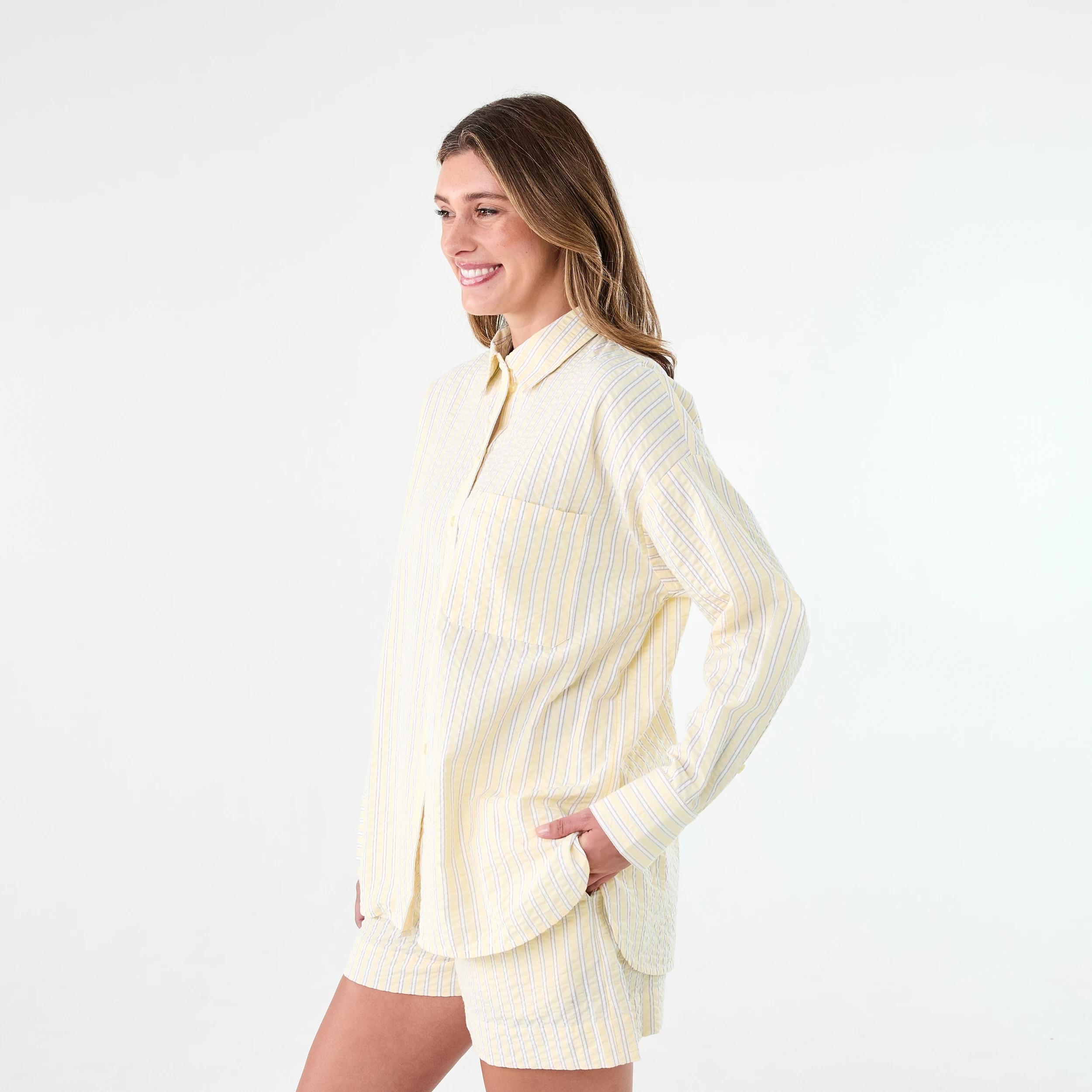 3 Long Sleeve Oversized Seersucker Shirt S Strp Yf, 3 of 9