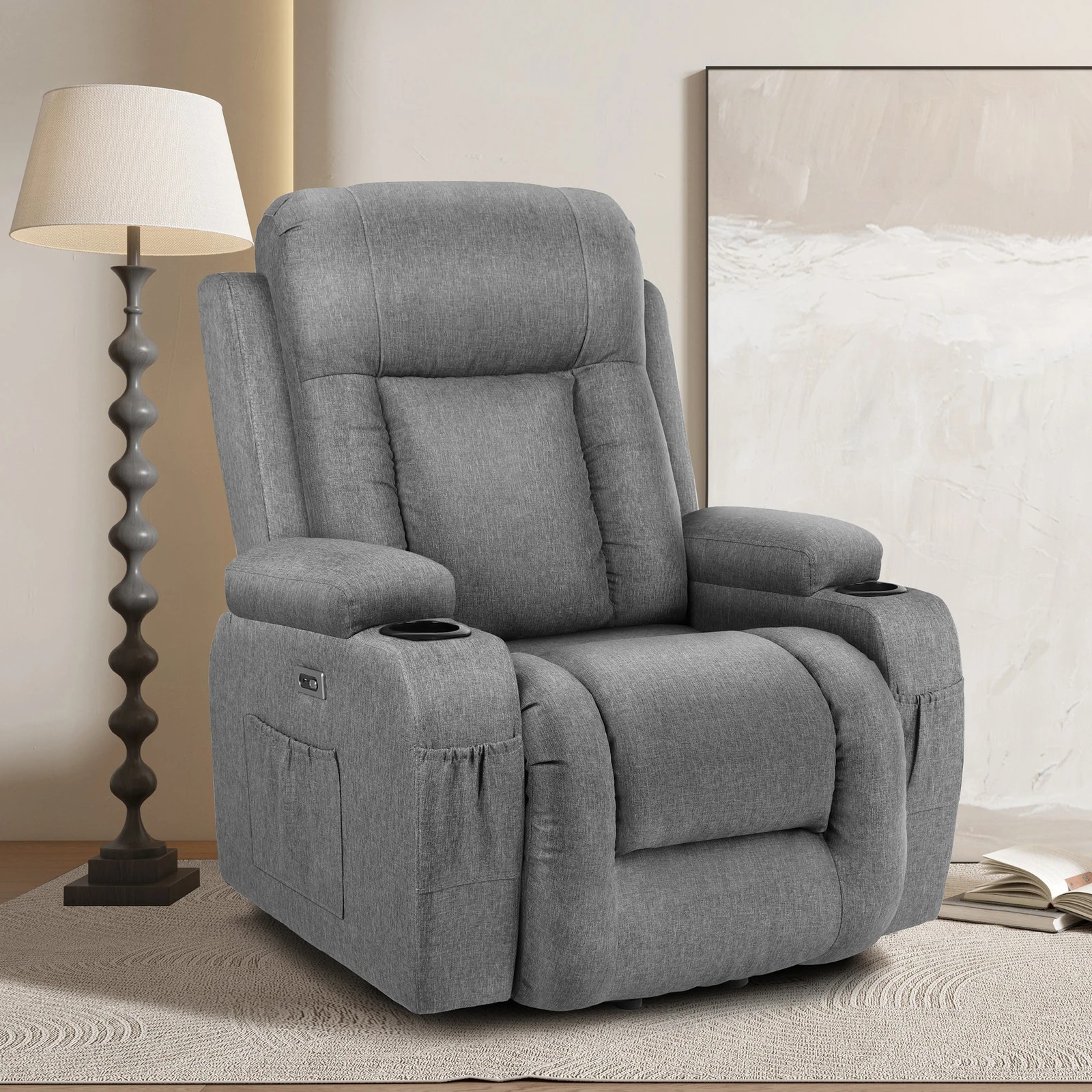 3 Alfordson Recliner Chair Electric Lift Heated Massage Armchair Lounge Sofa - Grey, 3 of 8
