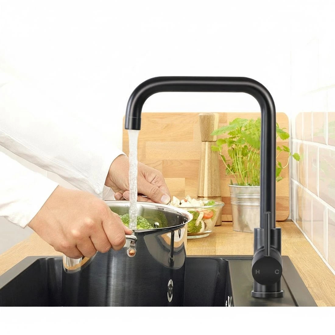 4 Cefito Kitchen Mixer Tap Mixer Rectangle Sink Faucet Basin Laundry - Black, 4 of 5