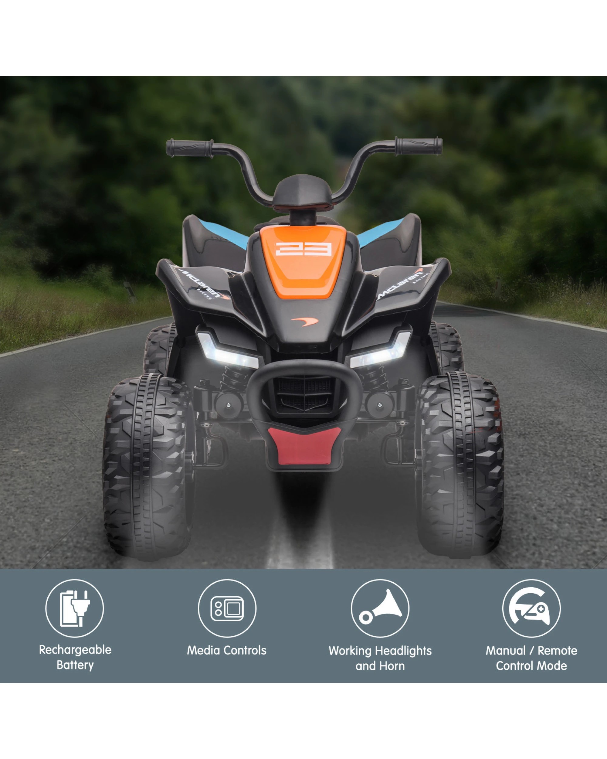 3 Kahuna MCL35 McLaren Kids Toy Ride On Electric Quad Bike - Black, 3 of 10