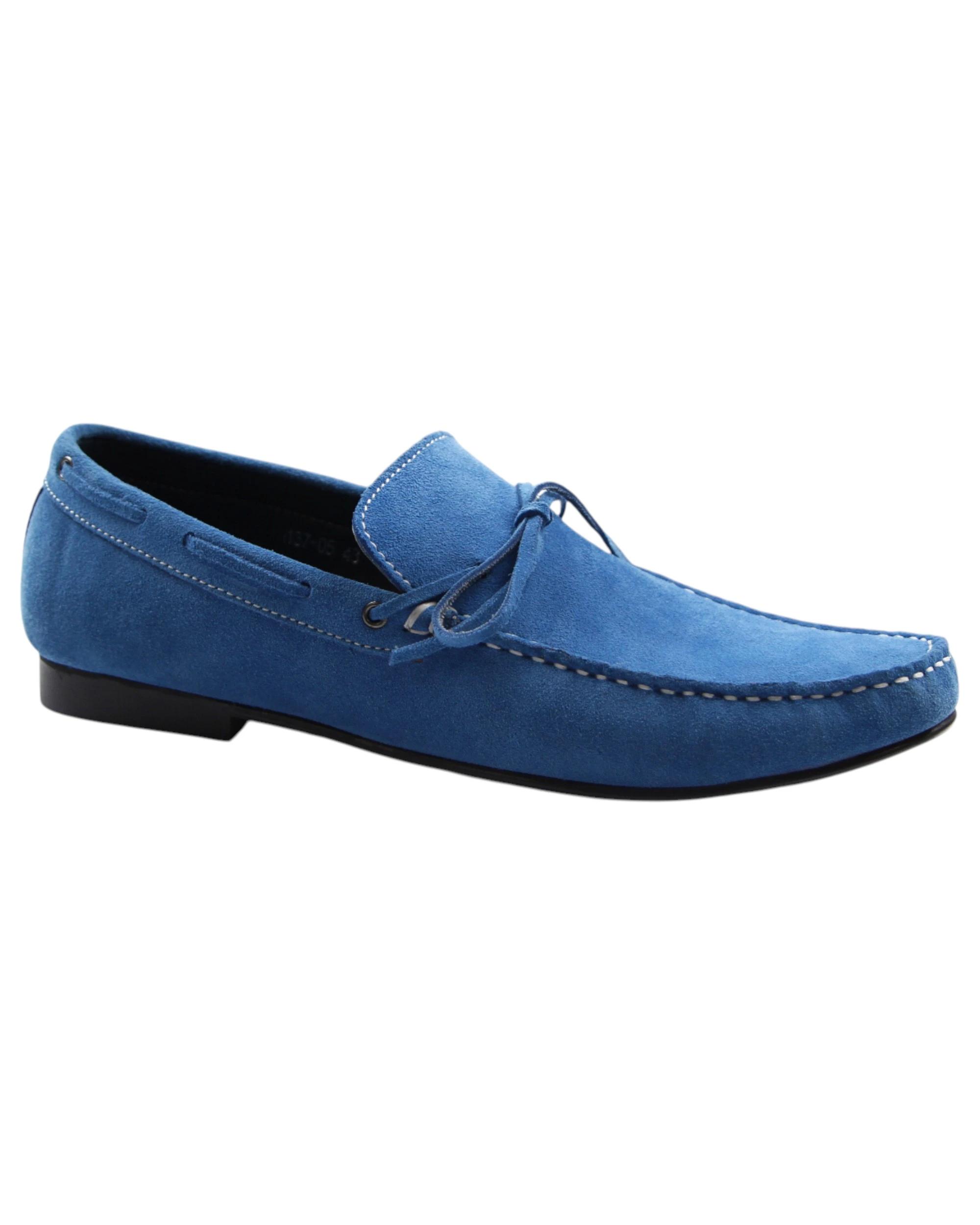 1 Zasel Mens Bay Leather Casual Boat Deck Loafers Sneakers Shoes BLUE, 1 of 3