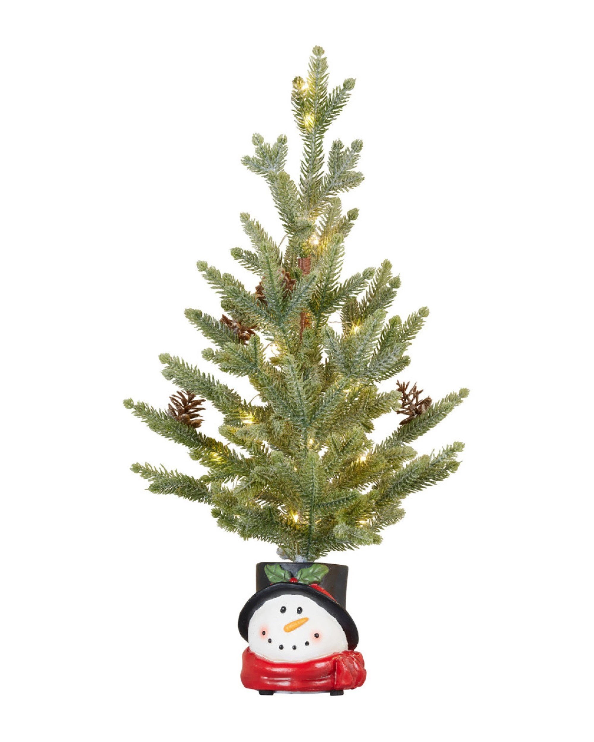 Christabelle Christmas 55cm Tree with Lights in Snowman Pot - Kmart