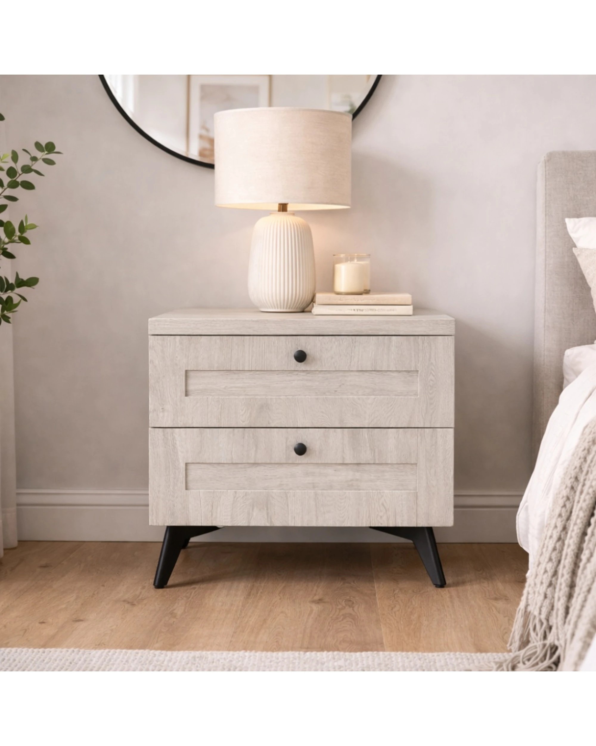 2 Alpine Bay Bayville Bedside Table 2 Drawer - Grey, 2 of 8