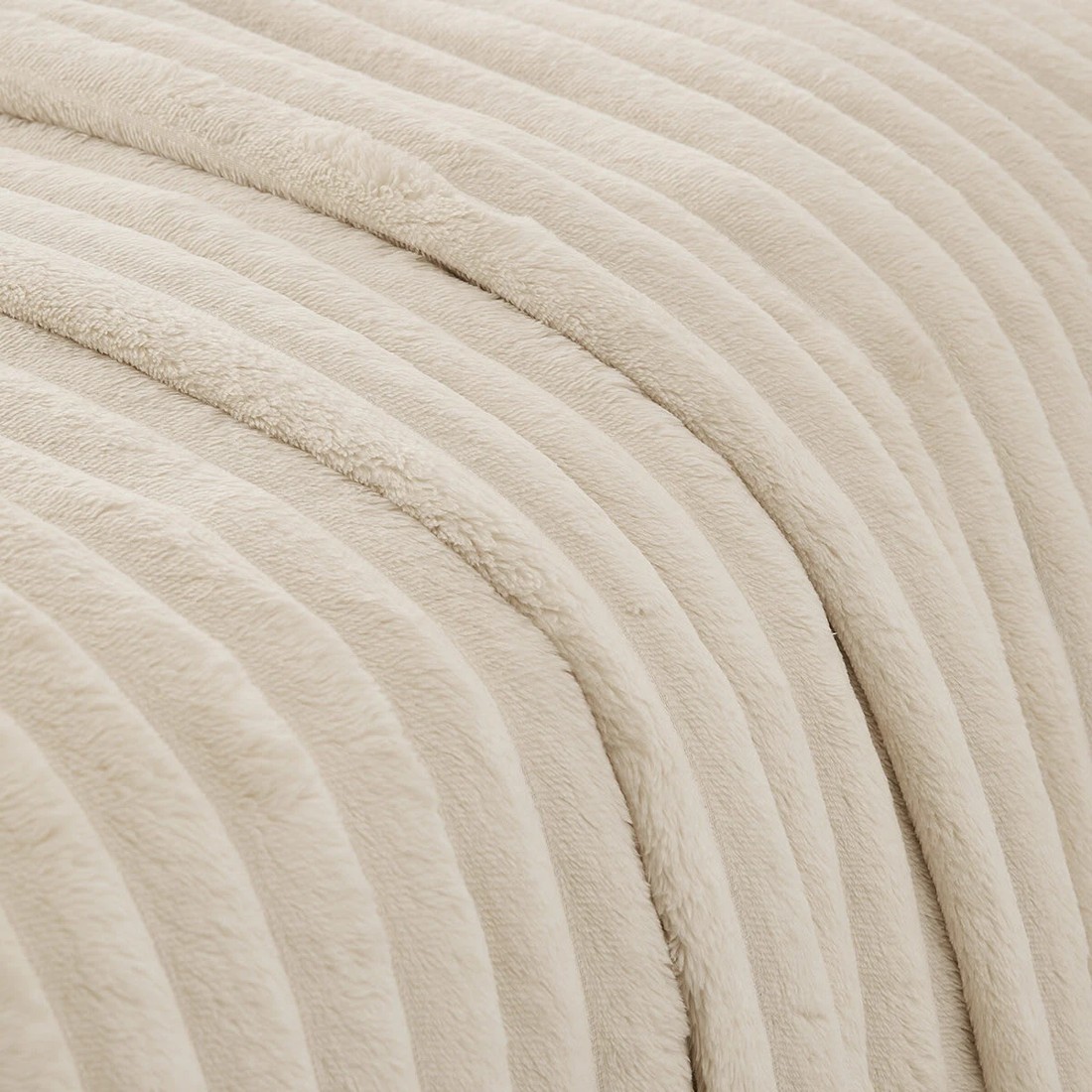 4 Plush Ribbed Blanket - Queen/King Bed, Ivory, 4 of 6