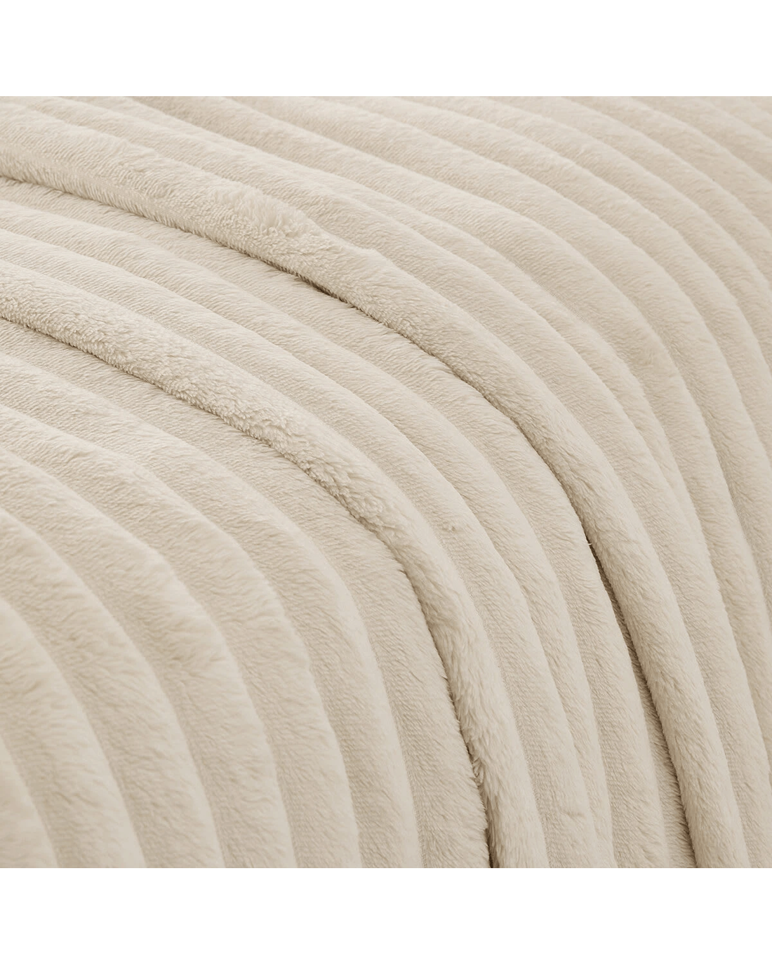 4 Plush Ribbed Blanket - Queen/King Bed, Ivory, 4 of 6