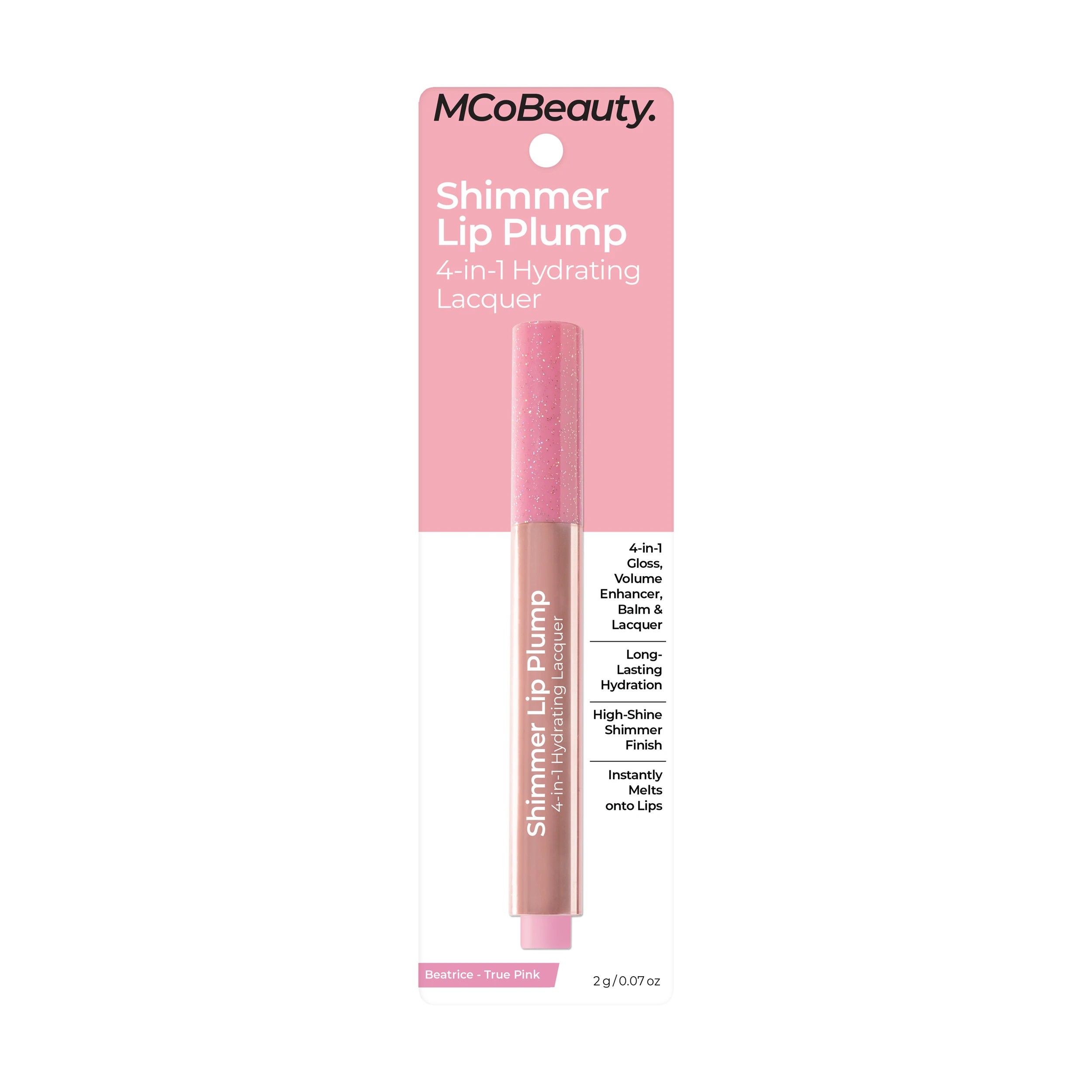1 MCoBeauty Shimmer Lip Plump 4-in-1 Hydrating Lacquer - Beatrice True Pink, 1 of 1