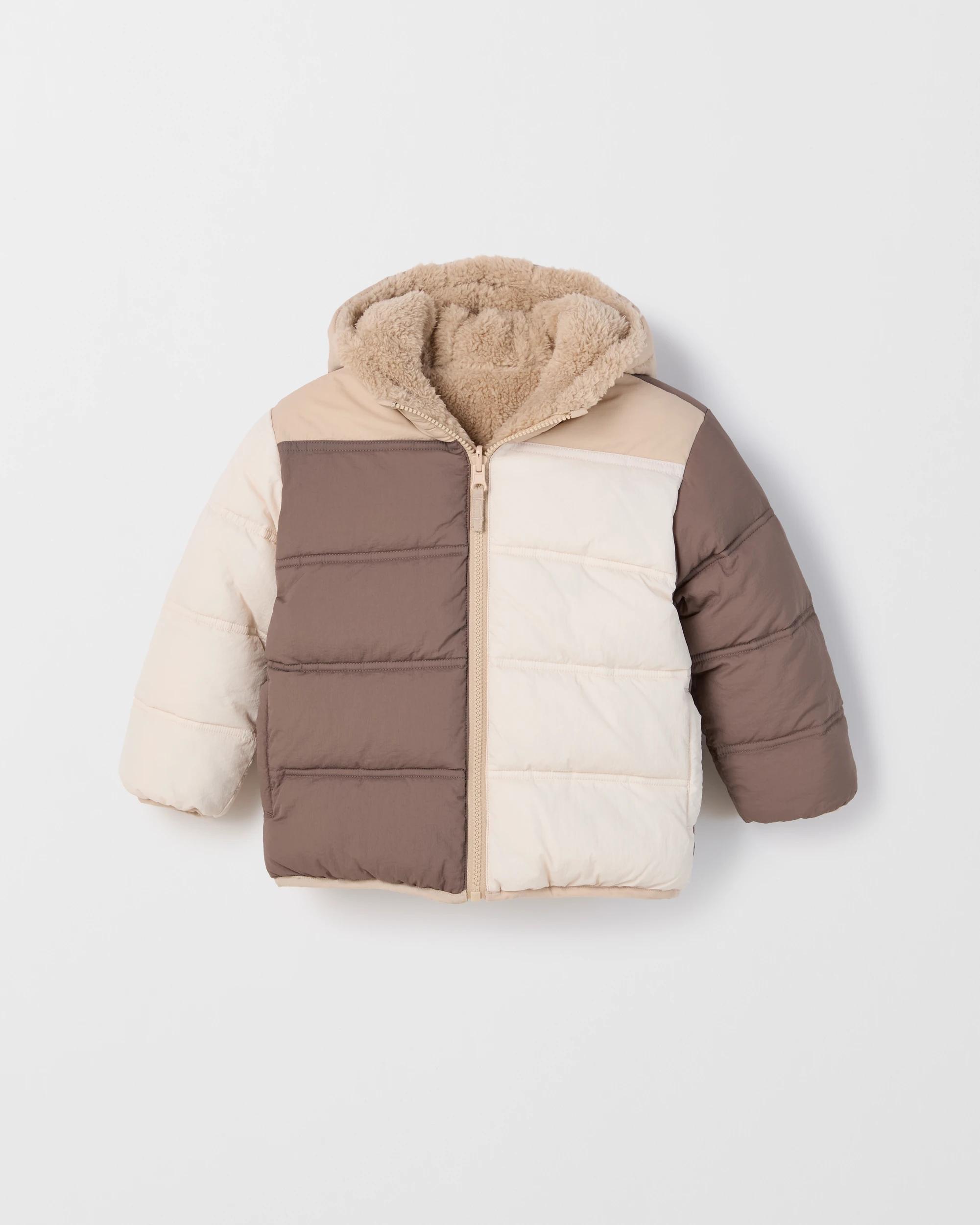 1 Target Kids Reversible Hooded Puffer Jacket NEUTRAL, 1 of 4