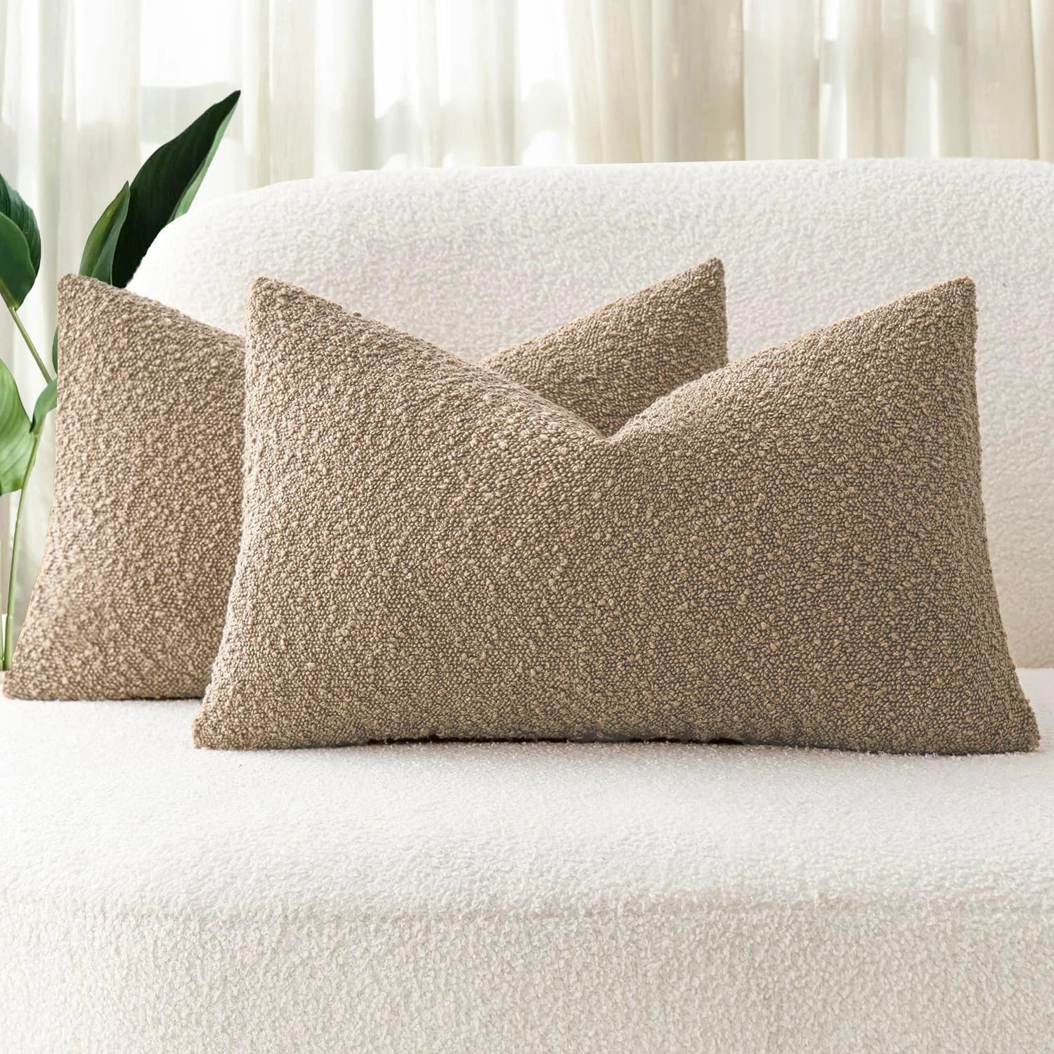 1 Gioia Casa 2-Pack Bouclé Cushion Covers 30x50cm - Camel, 1 of 3