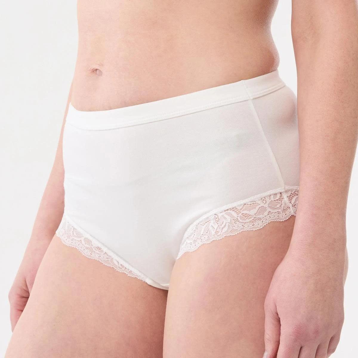 5 3 Pack Lace Trim Cotton Full Briefs BLACK, LIGHT FAWN, CLOUD DANCER, 5 of 7