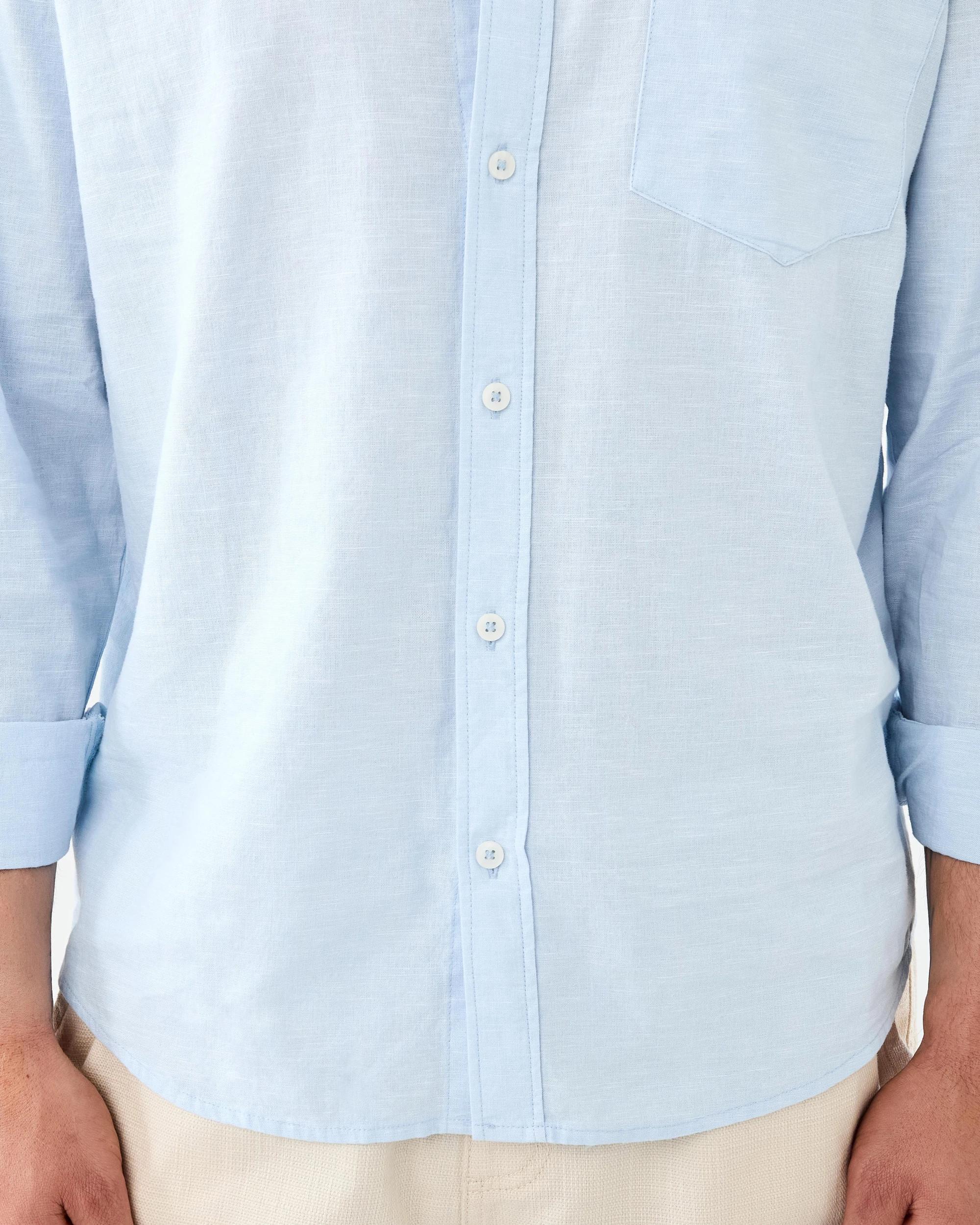 5 Long Sleeve Cotton Linen Shirt Blu Crystl, 5 of 10