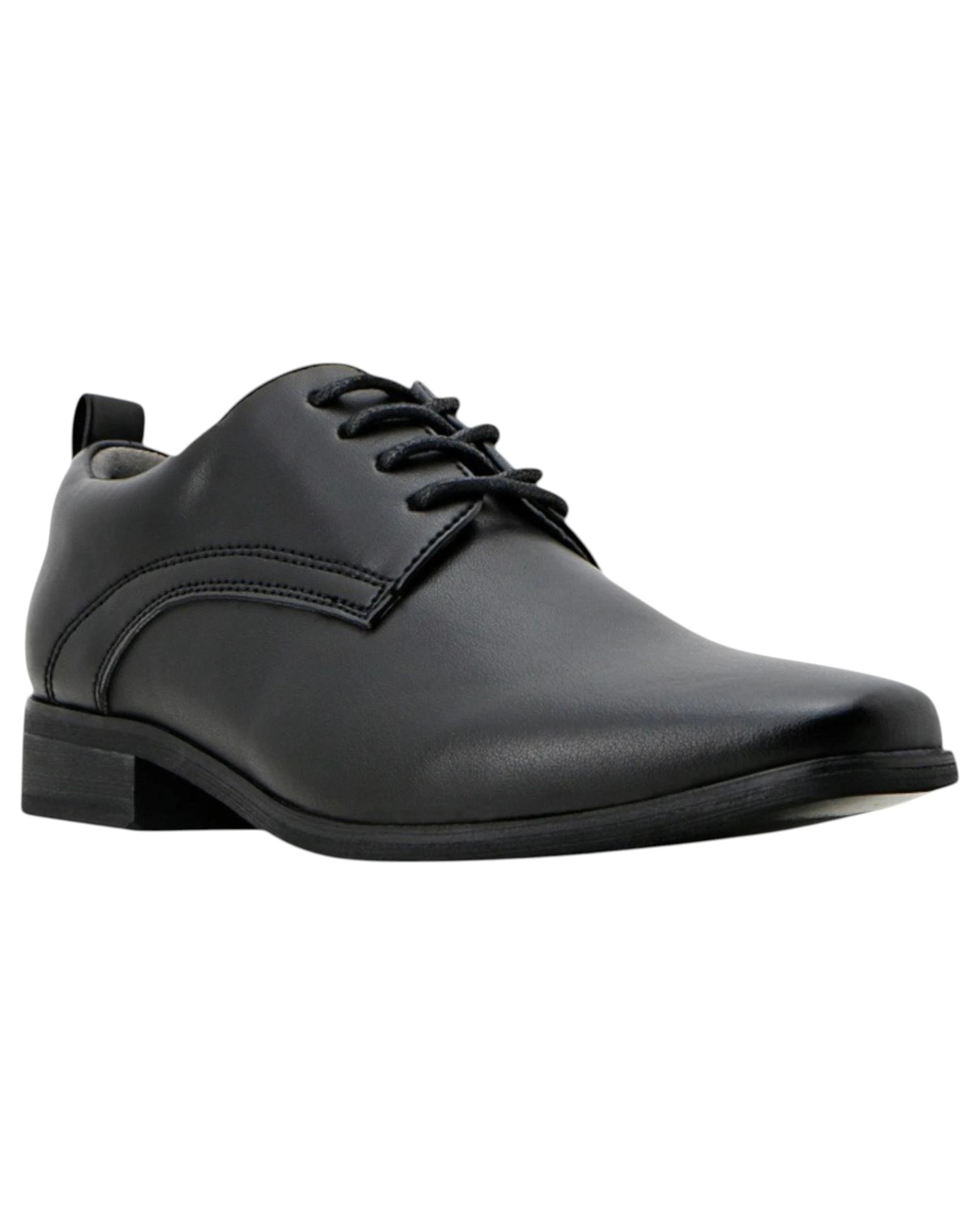 1 Grosby Kids Terrance Black Lace Up Formal School Shoes BLACK, 1 of 3