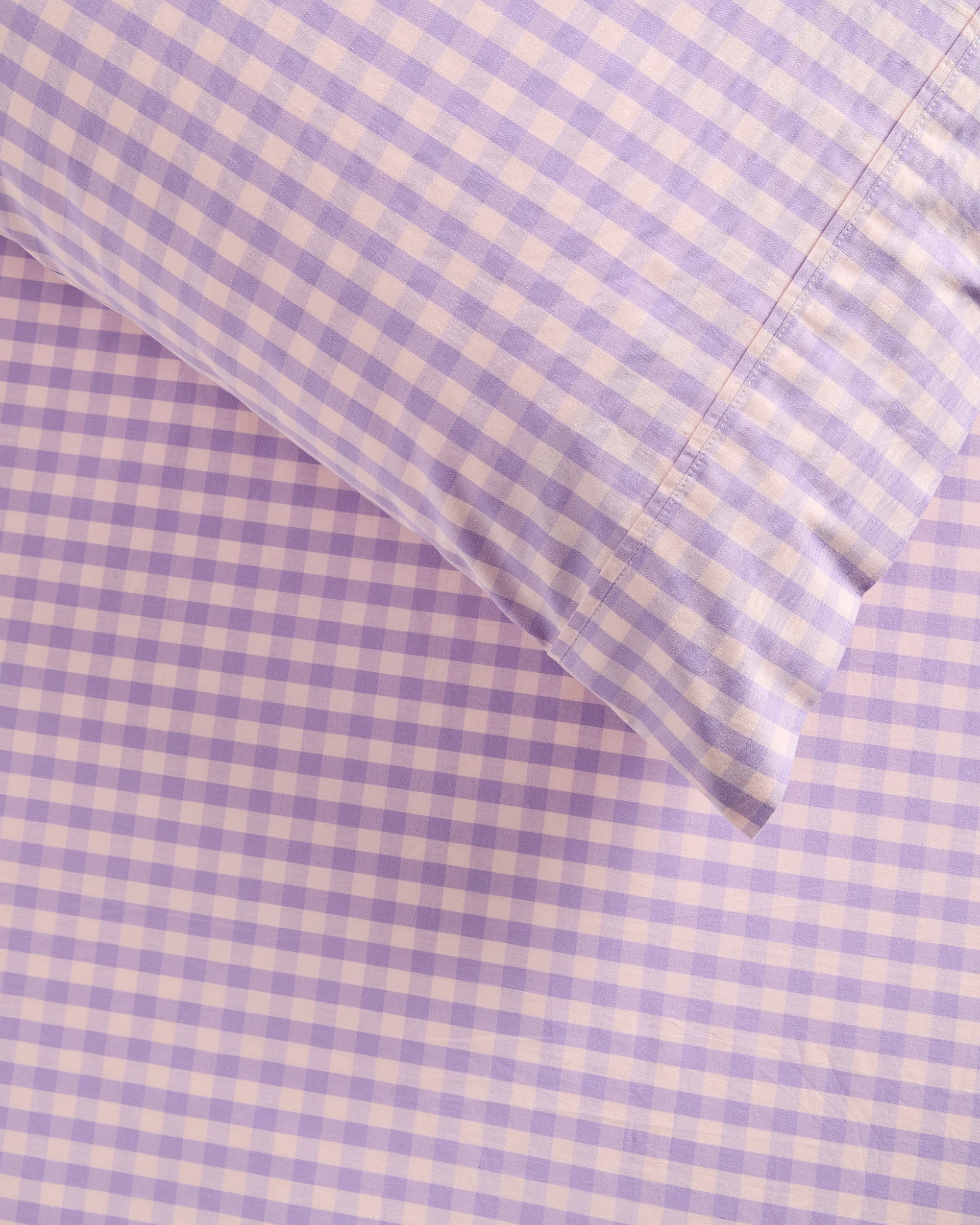 2 Target Grayson Gingham Australian Cotton Fitted Sheet Set - Double Bed - Purple, 2 of 5