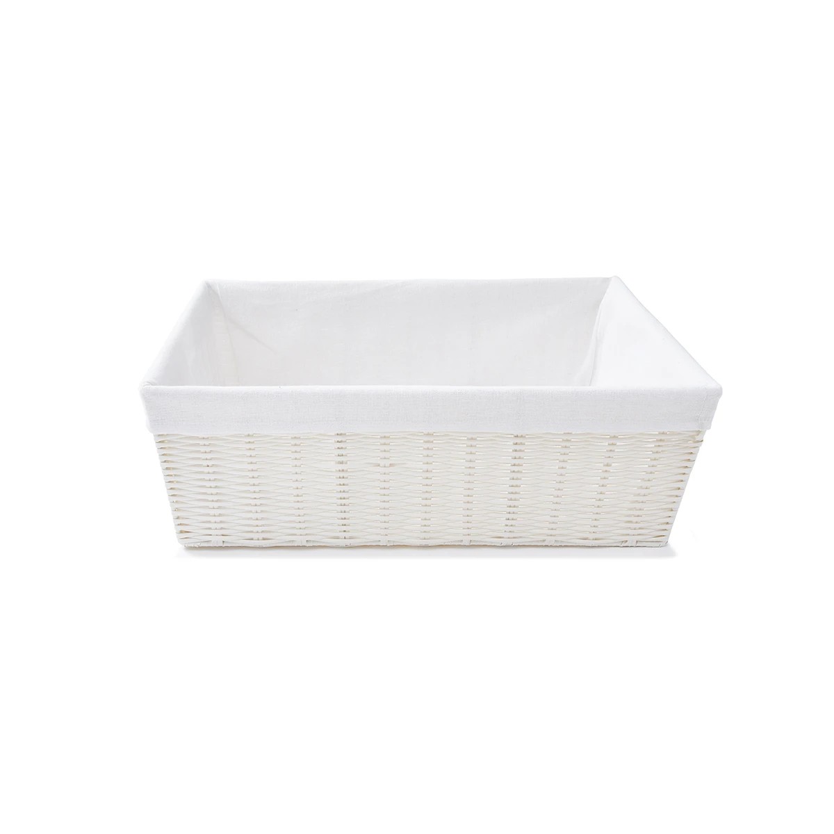 4 Rattan Look Basket with Liner - Flat, White, 4 of 7