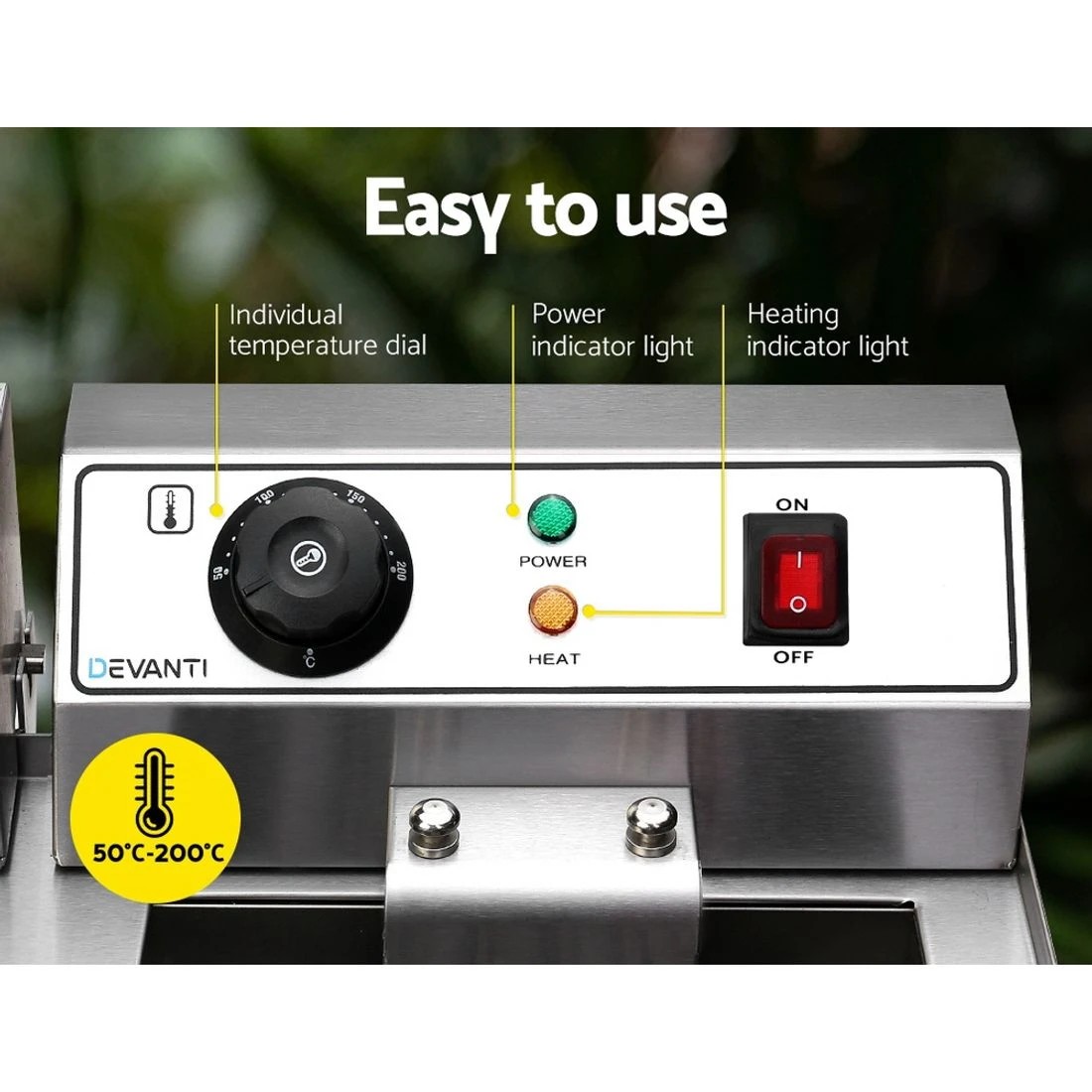 3 Devanti 20L Electric Commercial Deep Fryer Double Baskets Oil Taps 6000W - Silver, 3 of 8