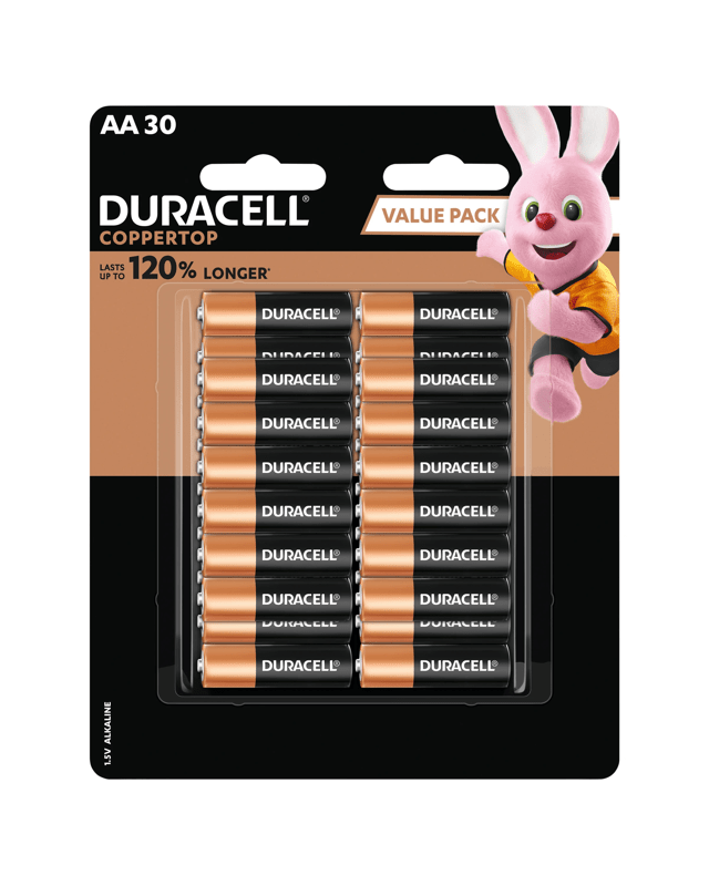 Duracell Coppertop Alkaline AA 30 Pack Batte