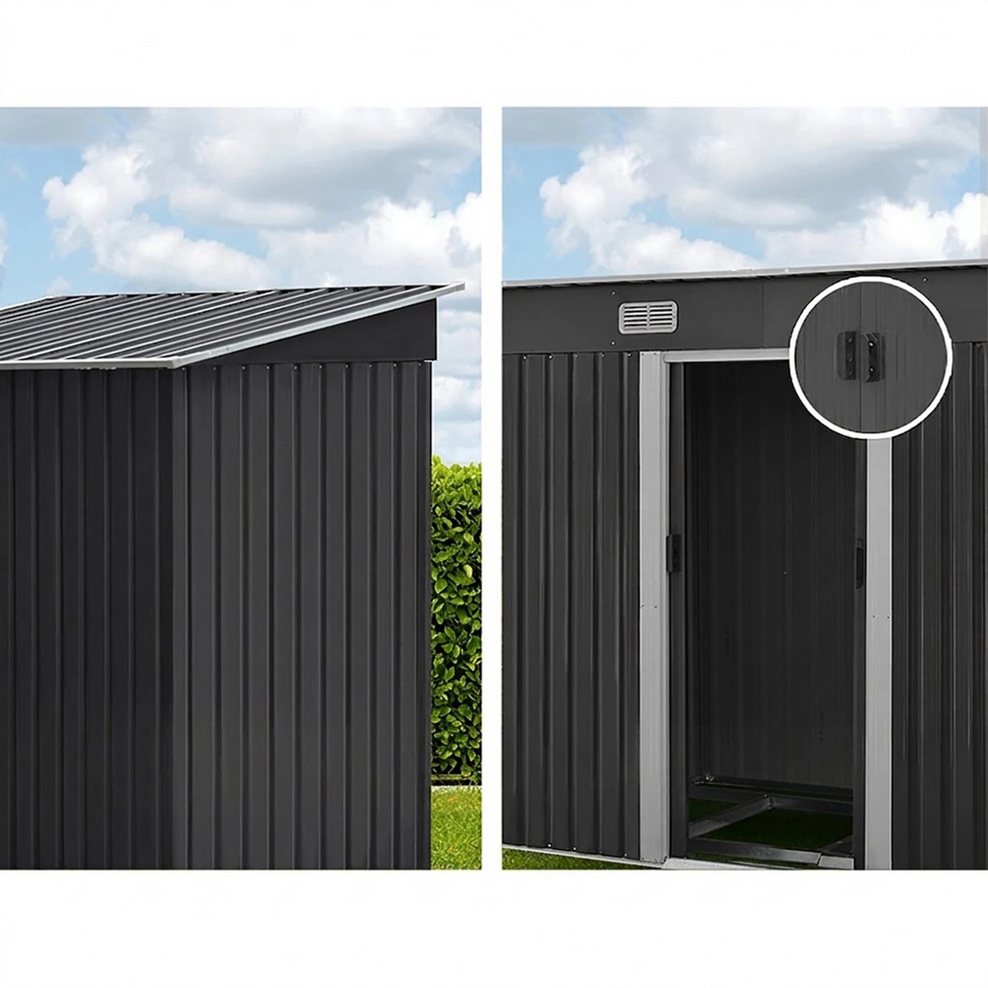 7 Giantz Garden Shed Sheds Outdoor Storage Tool Metal Workshop Shelter Sliding Door - Grey, 7 of 8