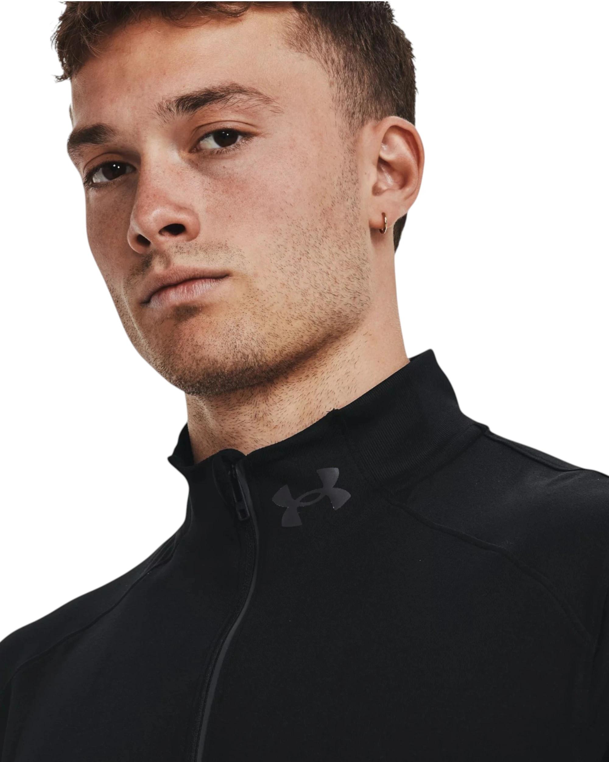3 Under Armour Mens Launch Pro Quarter Zip Black Shirt BLACK, 3 of 9