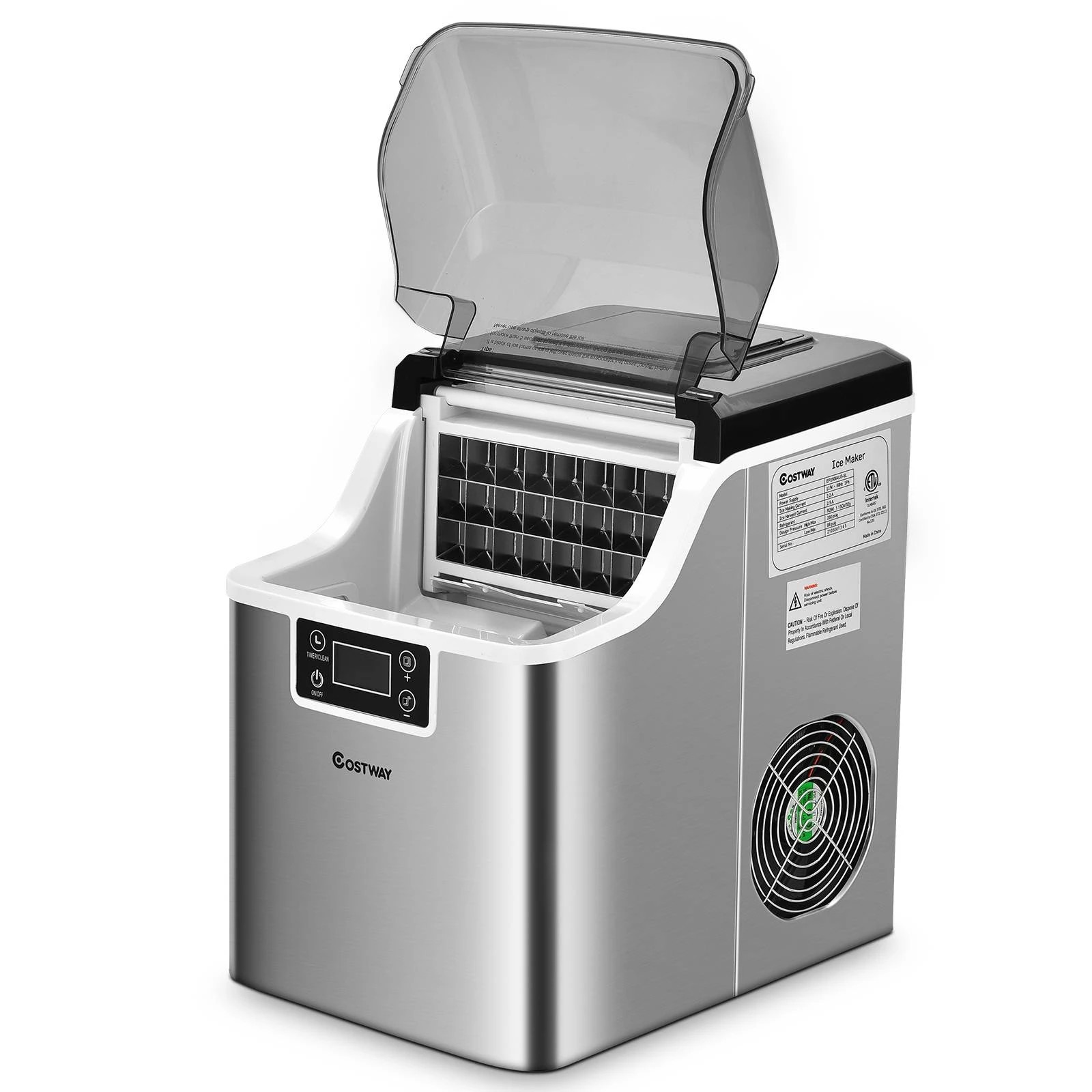 1 Costway 20kg 3.2L Stainless Ice Maker Portable Ice Cube Commercial Machine - Silver, 1 of 1