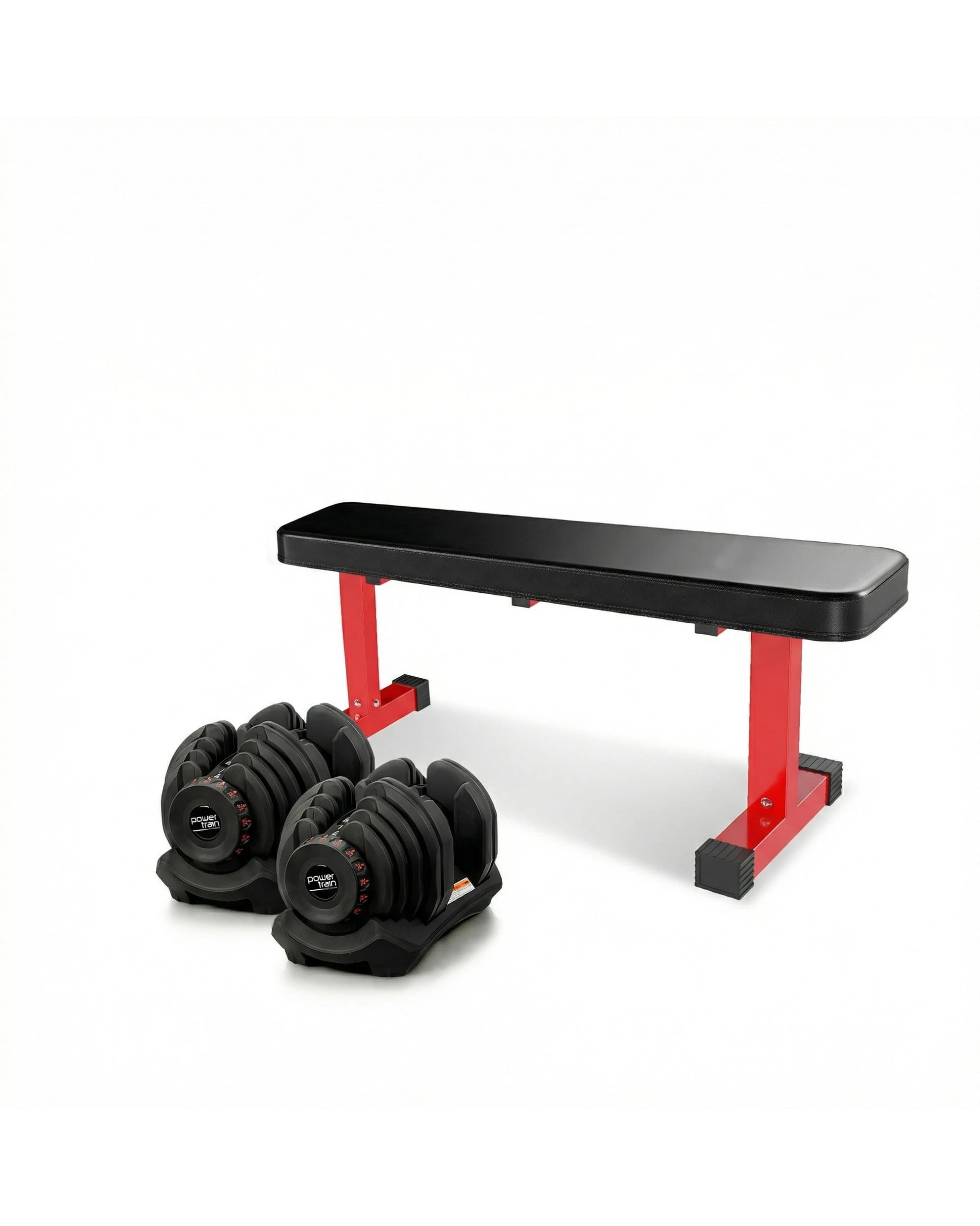 8 Powertrain 80KG Adjustable Dumbbell Set with Flat Bench - Black, 8 of 9