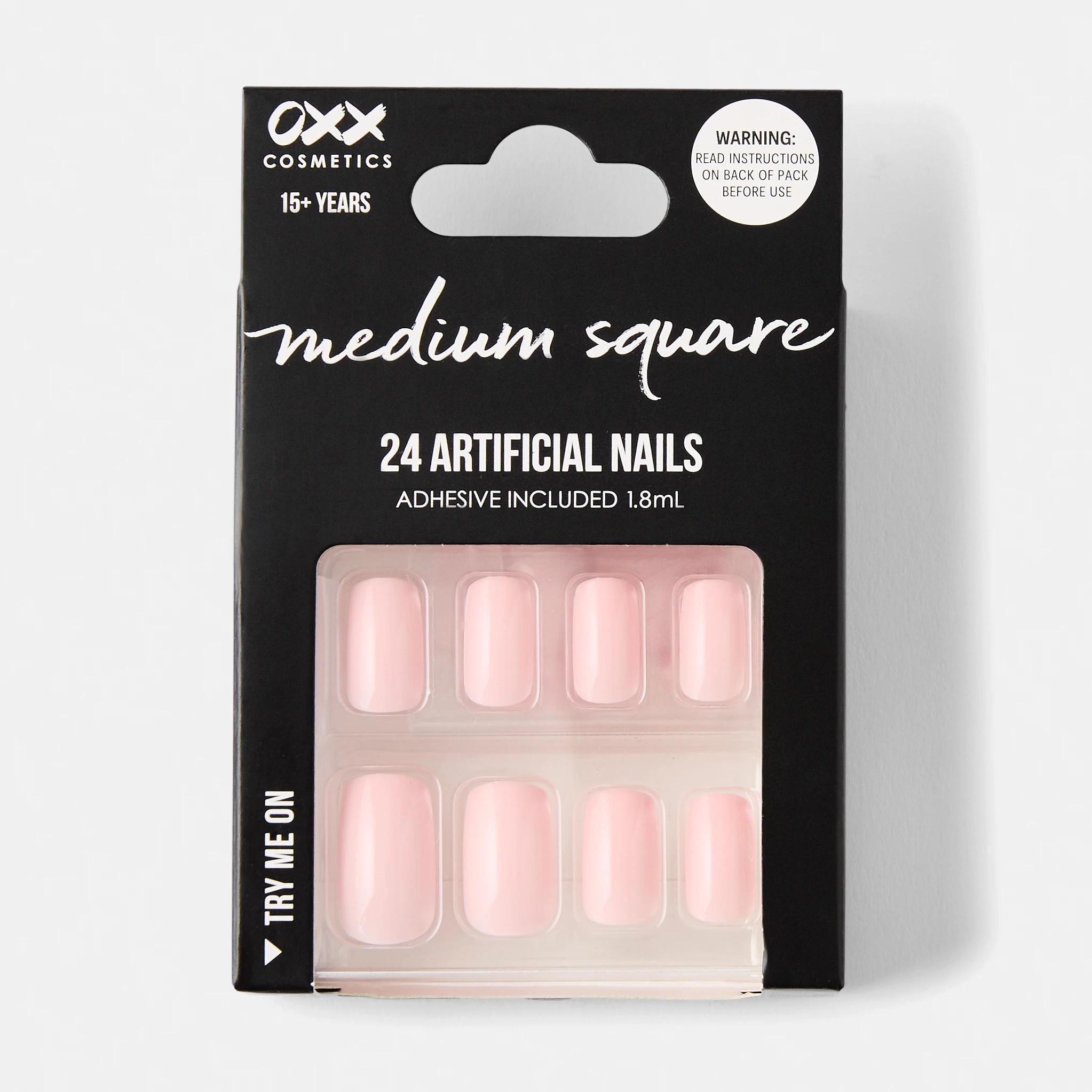 1 OXX Cosmetics 24 Pack Artificial Nails with Adhesive - Medium Square Shape, Nude Pink, 1 of 5