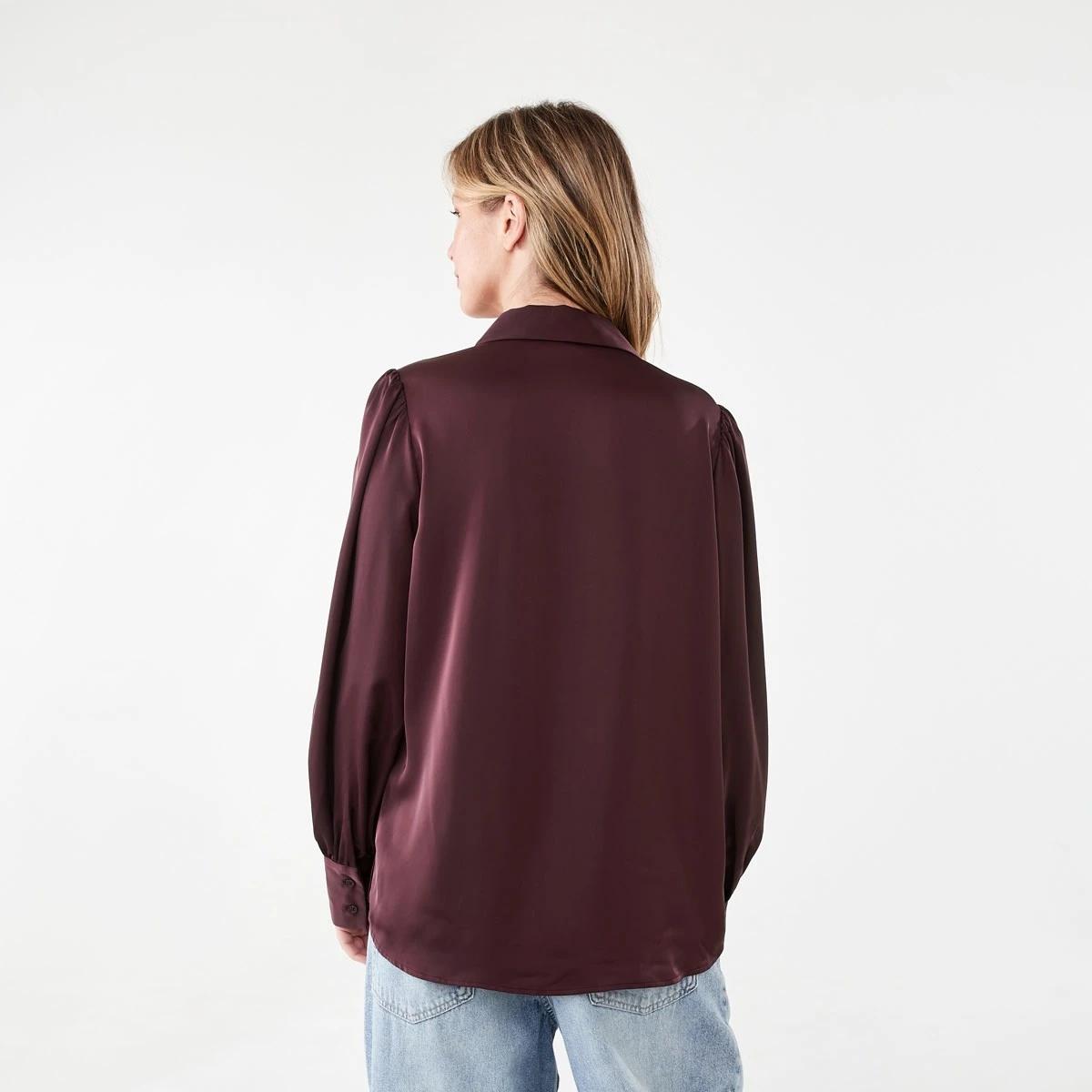3 Long Sleeve Satin Shirt Mulberry, 3 of 6