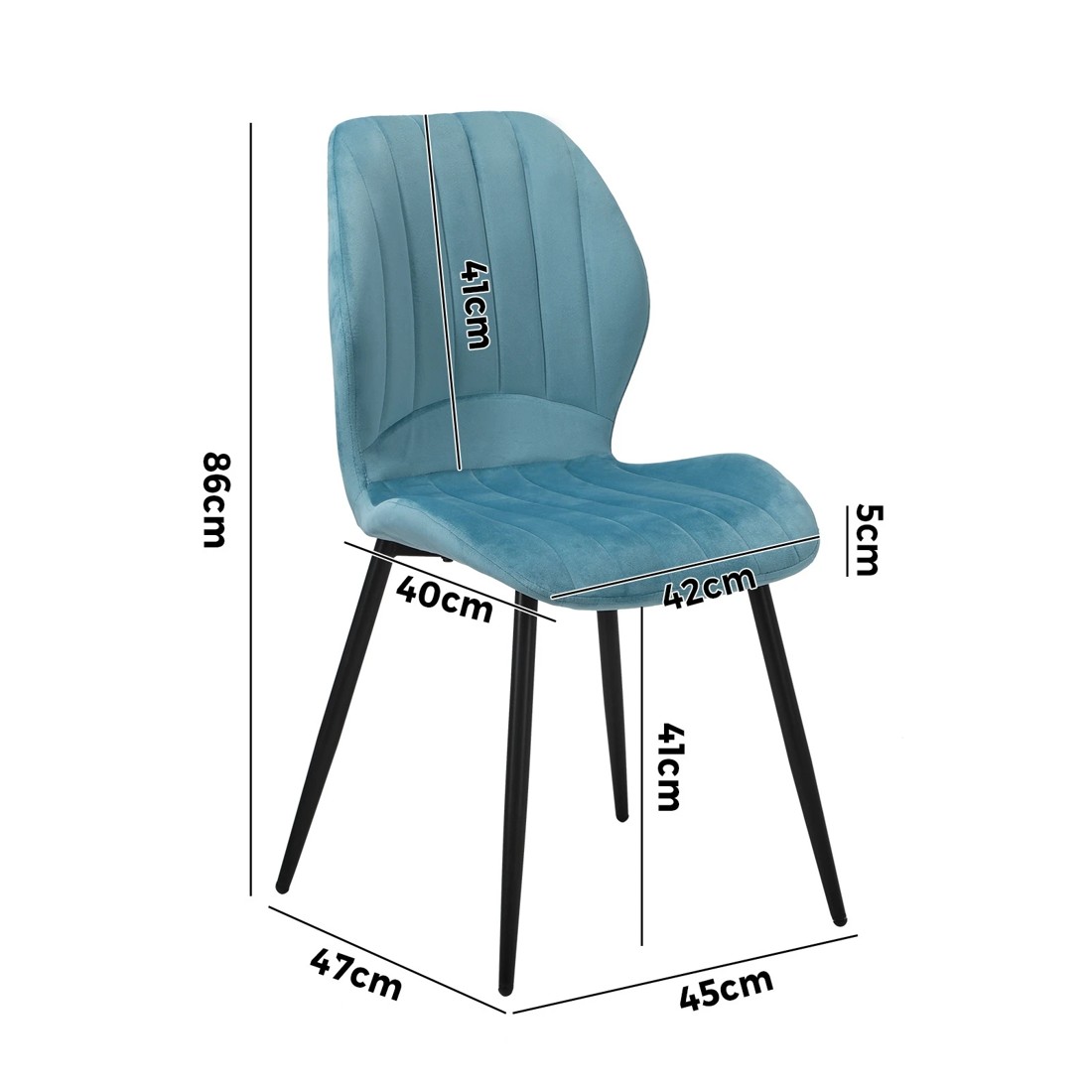 2 Oikiture Set Of 6 Dining Chairs Kitchen Lounge Padded Seat Armless Velvet
 - Blue, 2 of 9