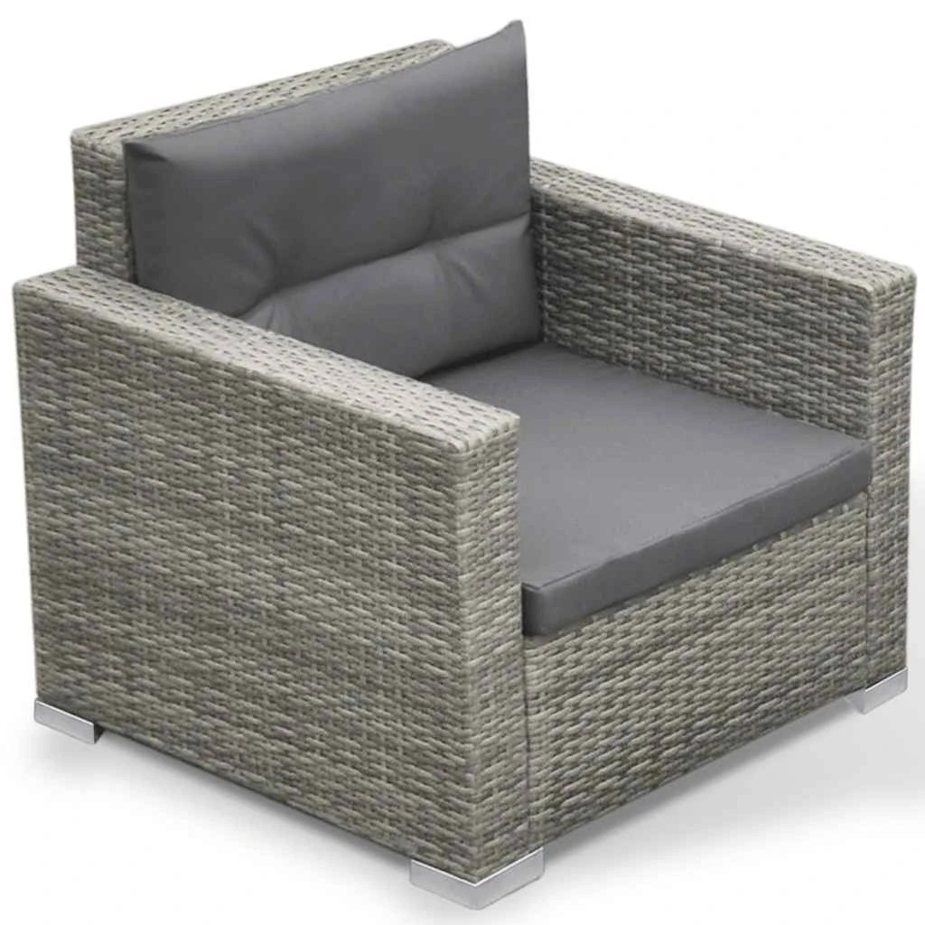 4 vidaXL 6 Piece Garden Lounge Set With Cushions Poly Rattan - Grey, 4 of 8